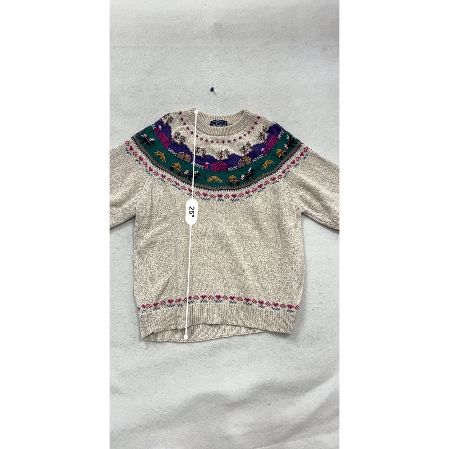 Woolrich Wool Sweater Beige Multicolor Fair Isle Knit Crew Neck #451A
