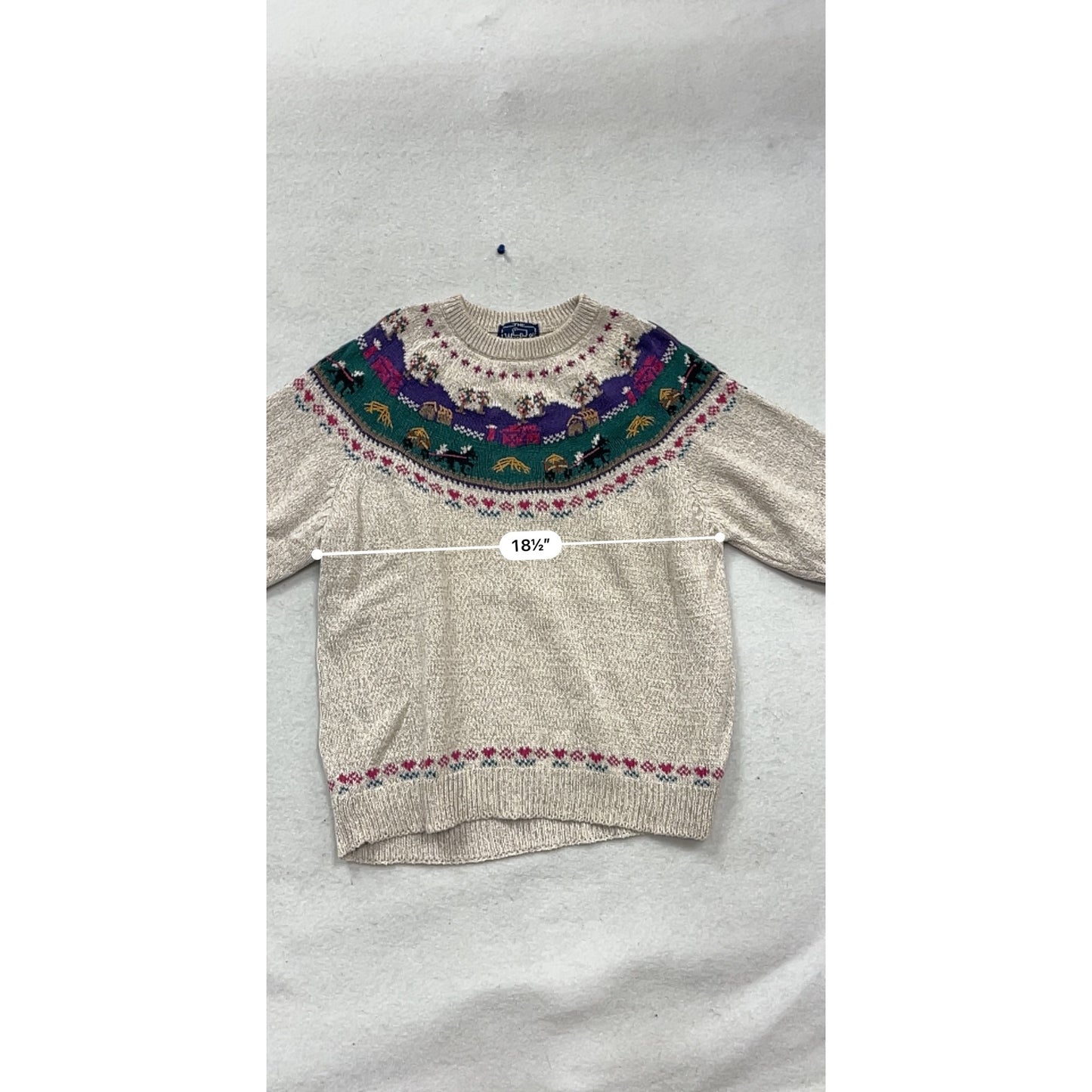Woolrich Wool Sweater Beige Multicolor Fair Isle Knit Crew Neck #451A