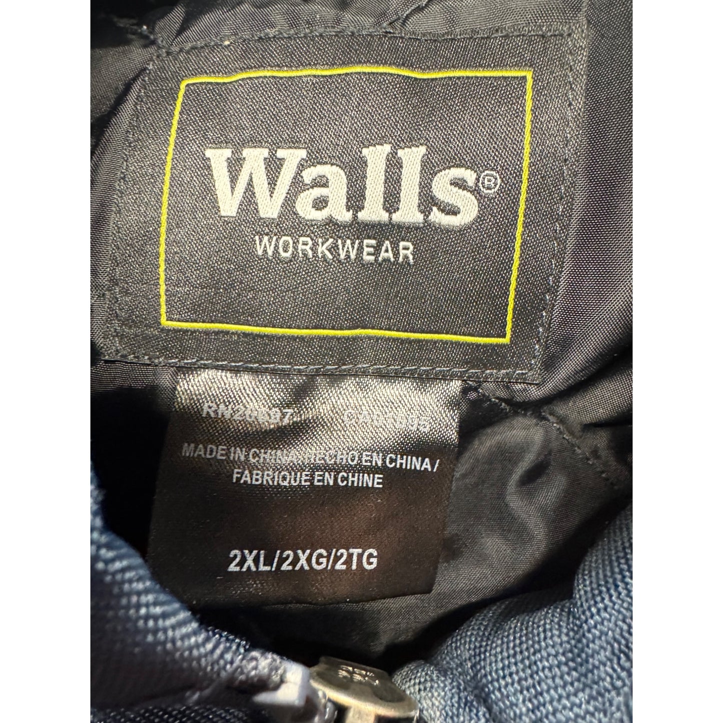 Walls Workwear Hooded Jacket 2XL Navy Blue Insulated Water-Resistant 28" #9357