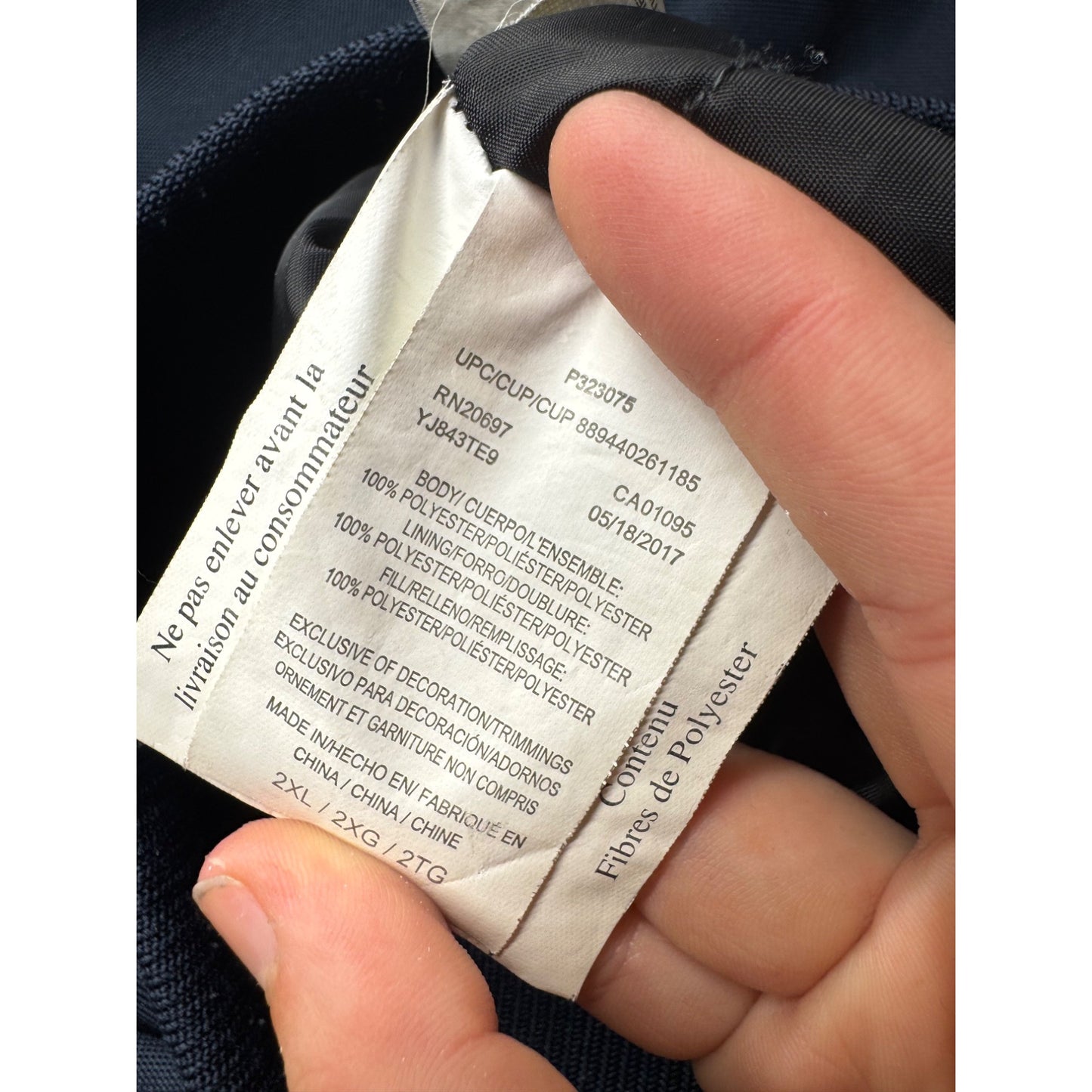 Walls Workwear Hooded Jacket 2XL Navy Blue Insulated Water-Resistant 28" #9357