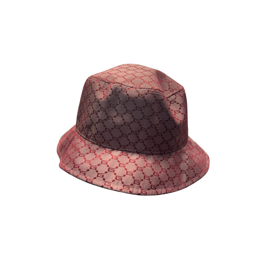 Monogram Pink Satin Bucket Hat With Stylish Print Design #9219