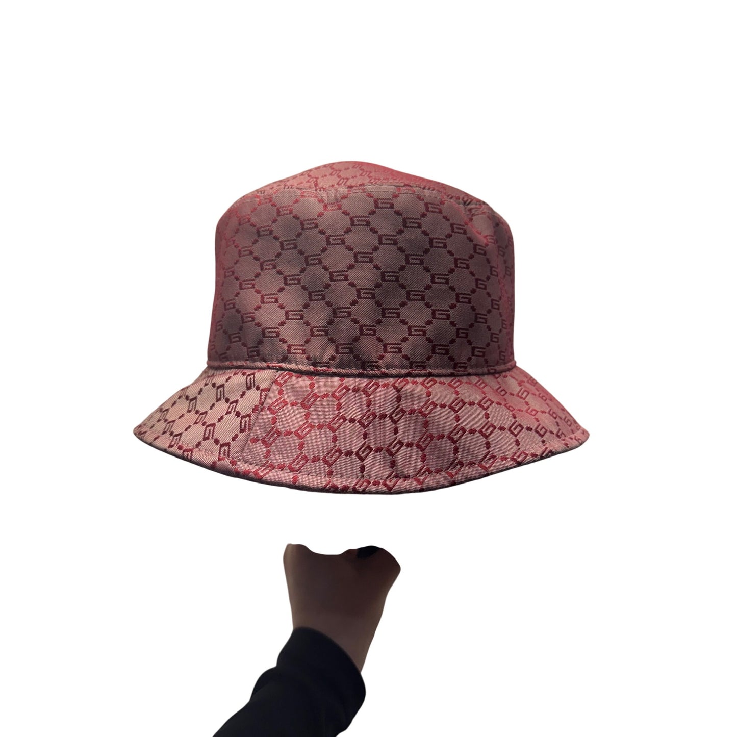 Monogram Pink Satin Bucket Hat With Stylish Print Design #9219