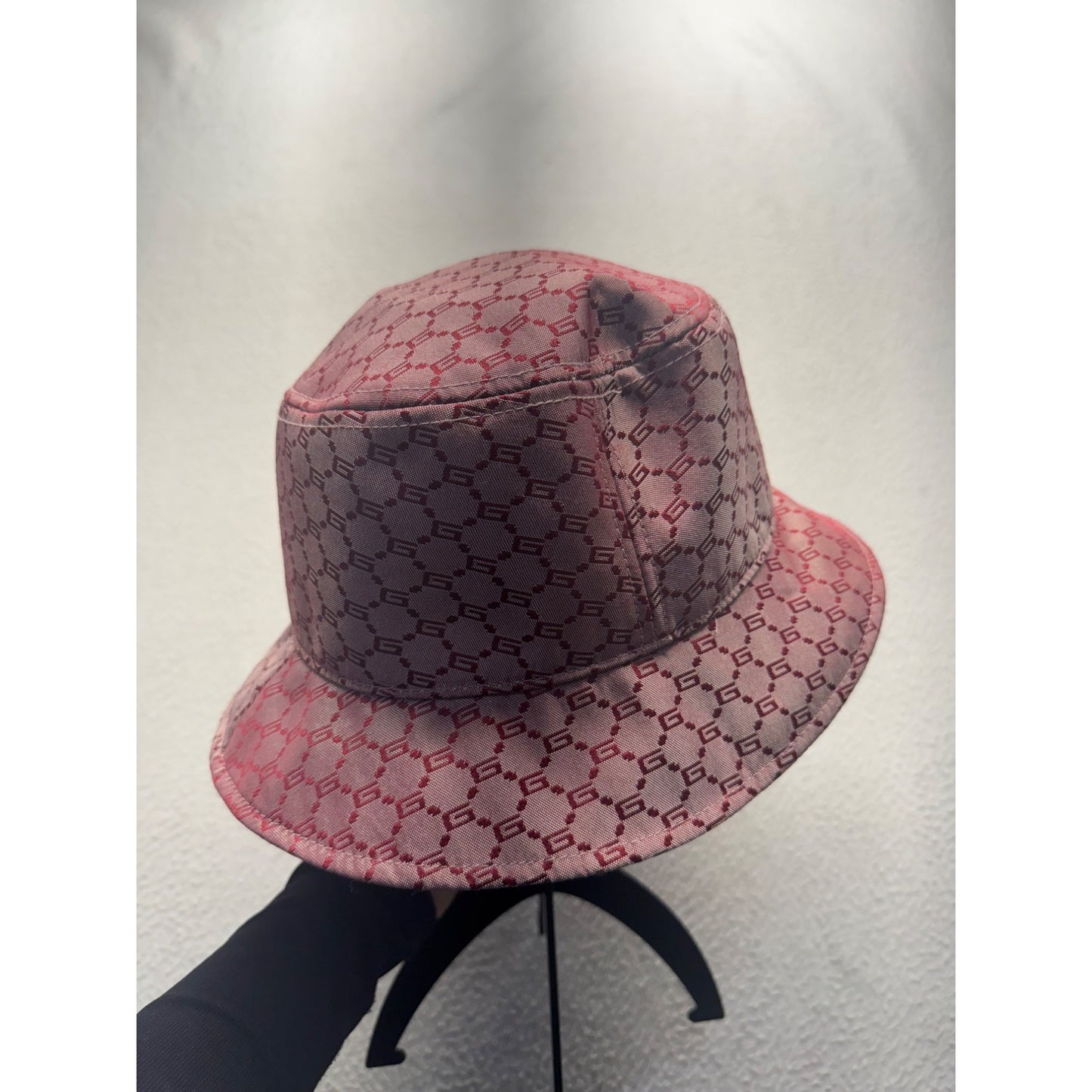 Monogram Pink Satin Bucket Hat With Stylish Print Design #9219