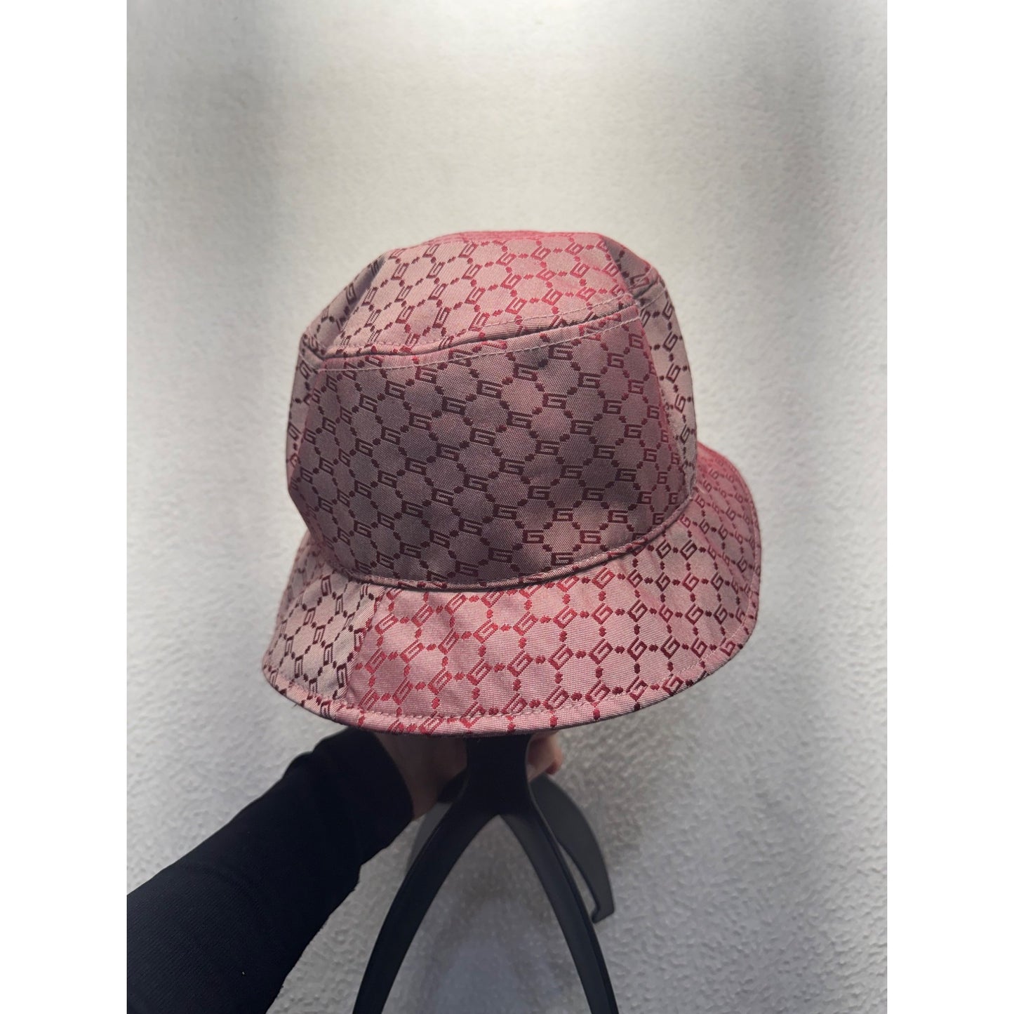 Monogram Pink Satin Bucket Hat With Stylish Print Design #9219