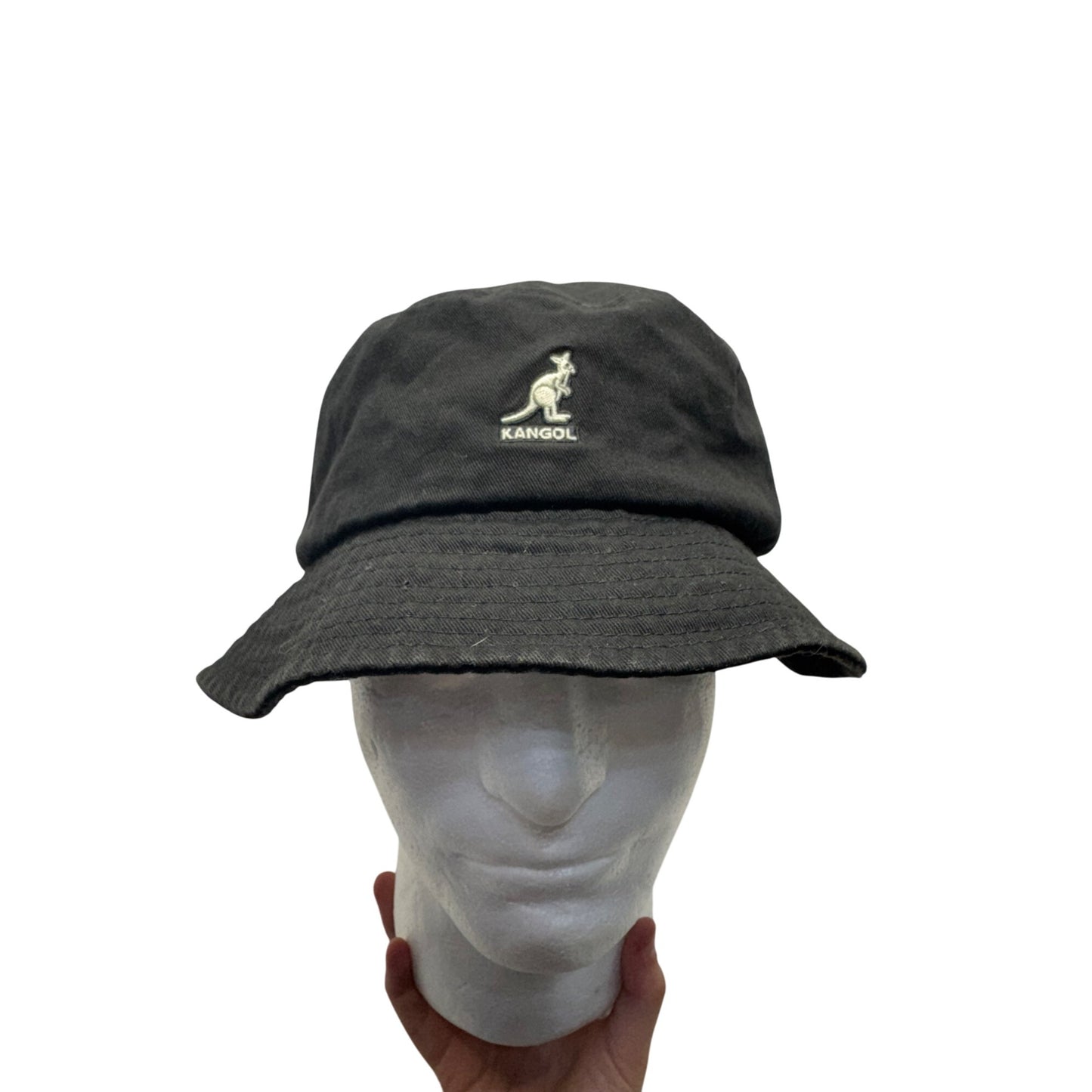 Kangol Black Bucket Hat With Embroidered Logo Cotton Casual Style 9216