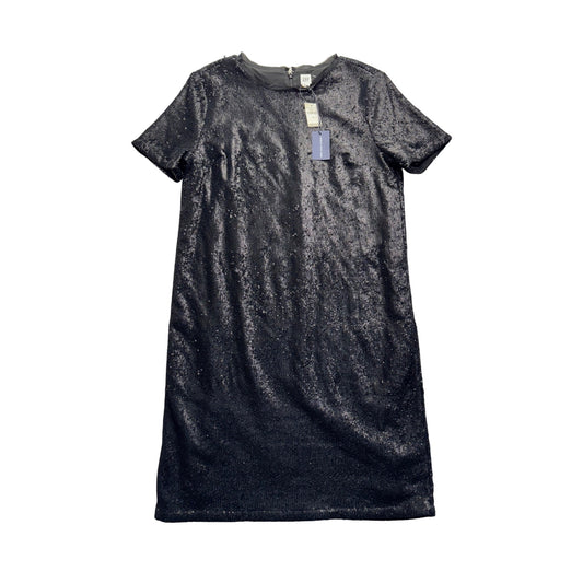Gap Womens Black Sequin Short Sleeve Shift Dress Size 8 Tall #7796