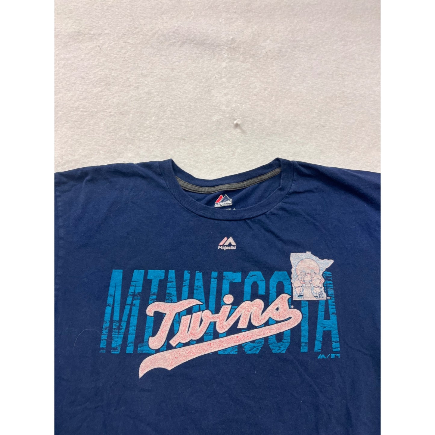 Minnesota Twins Majestic Triple Peak T-Shirt XL Blue Cotton #8281
