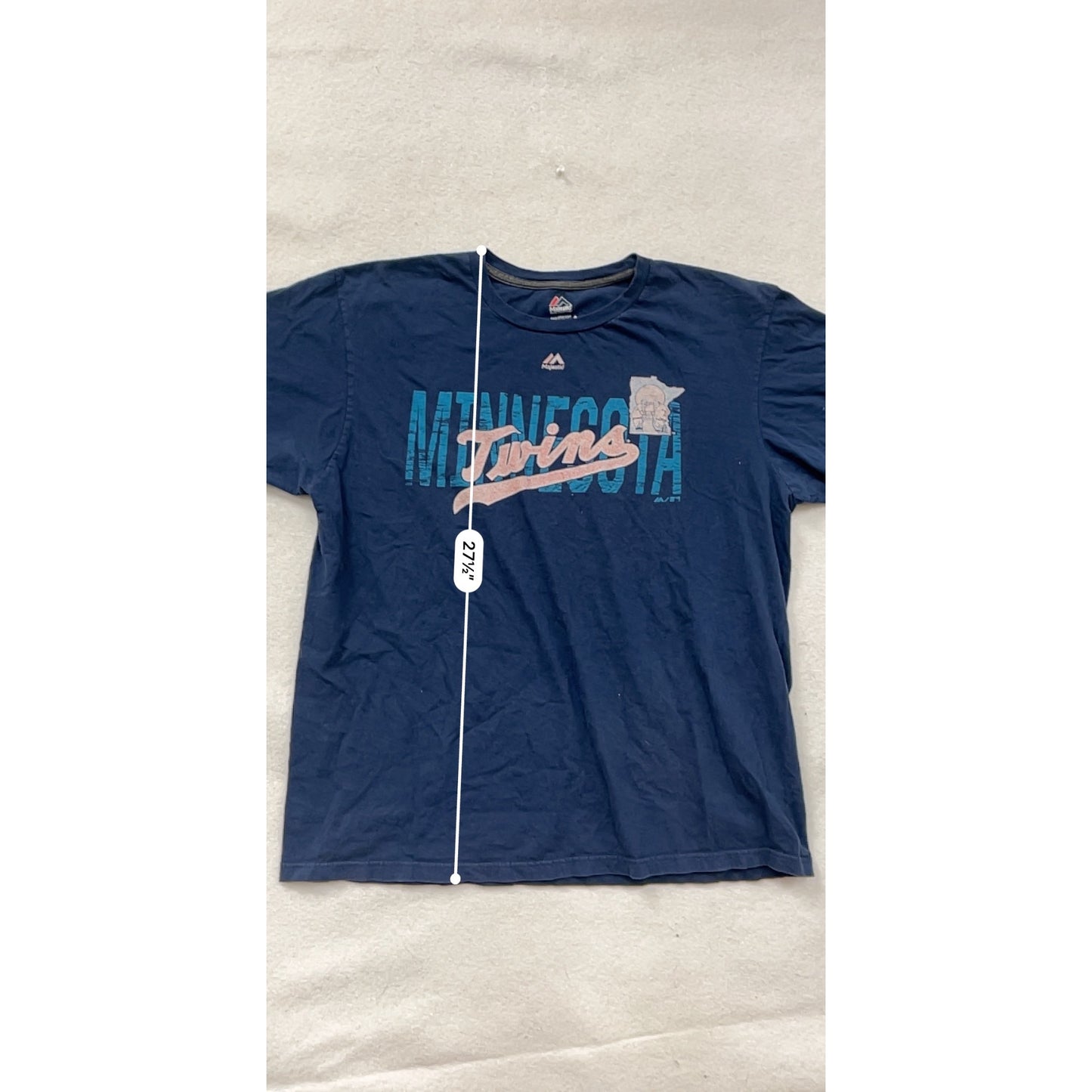 Minnesota Twins Majestic Triple Peak T-Shirt XL Blue Cotton #8281