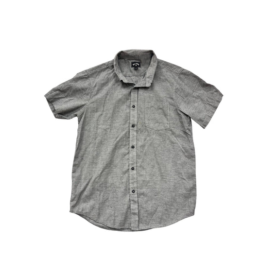 Billabong Mens Gray Short Sleeve Button-Up Shirt Medium 100% Cotton #6575