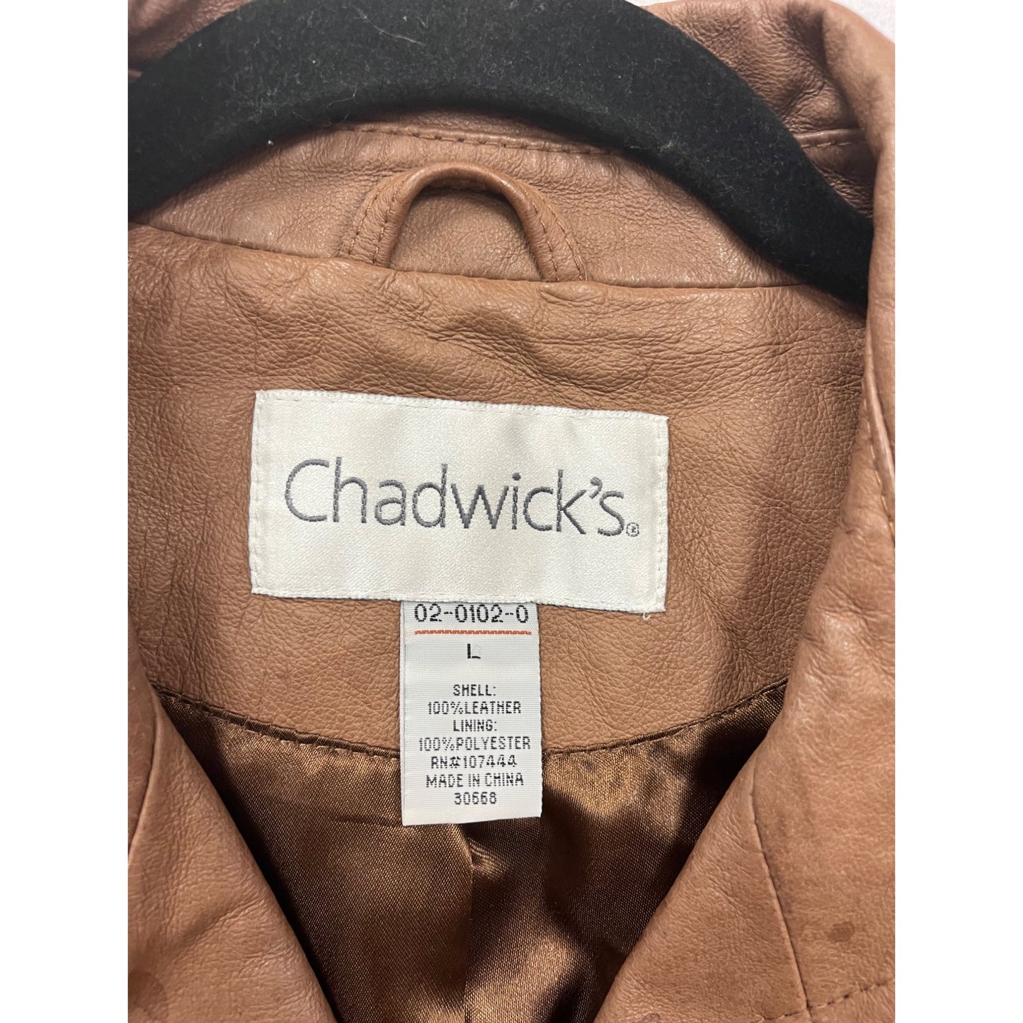 Chadwicks Brown Leather Double-Breasted Jacket Size L #737A