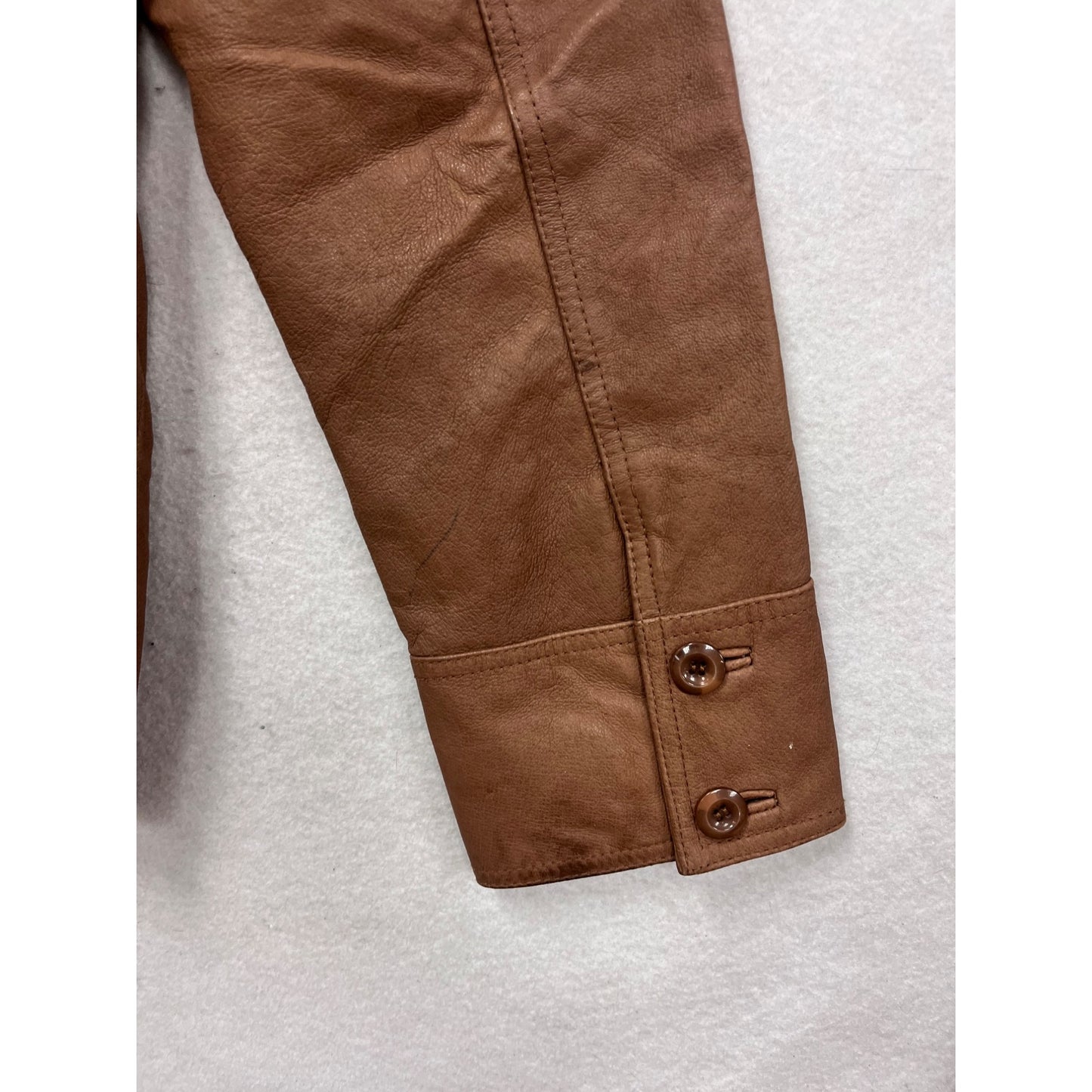 Chadwicks Brown Leather Double-Breasted Jacket Size L #737A