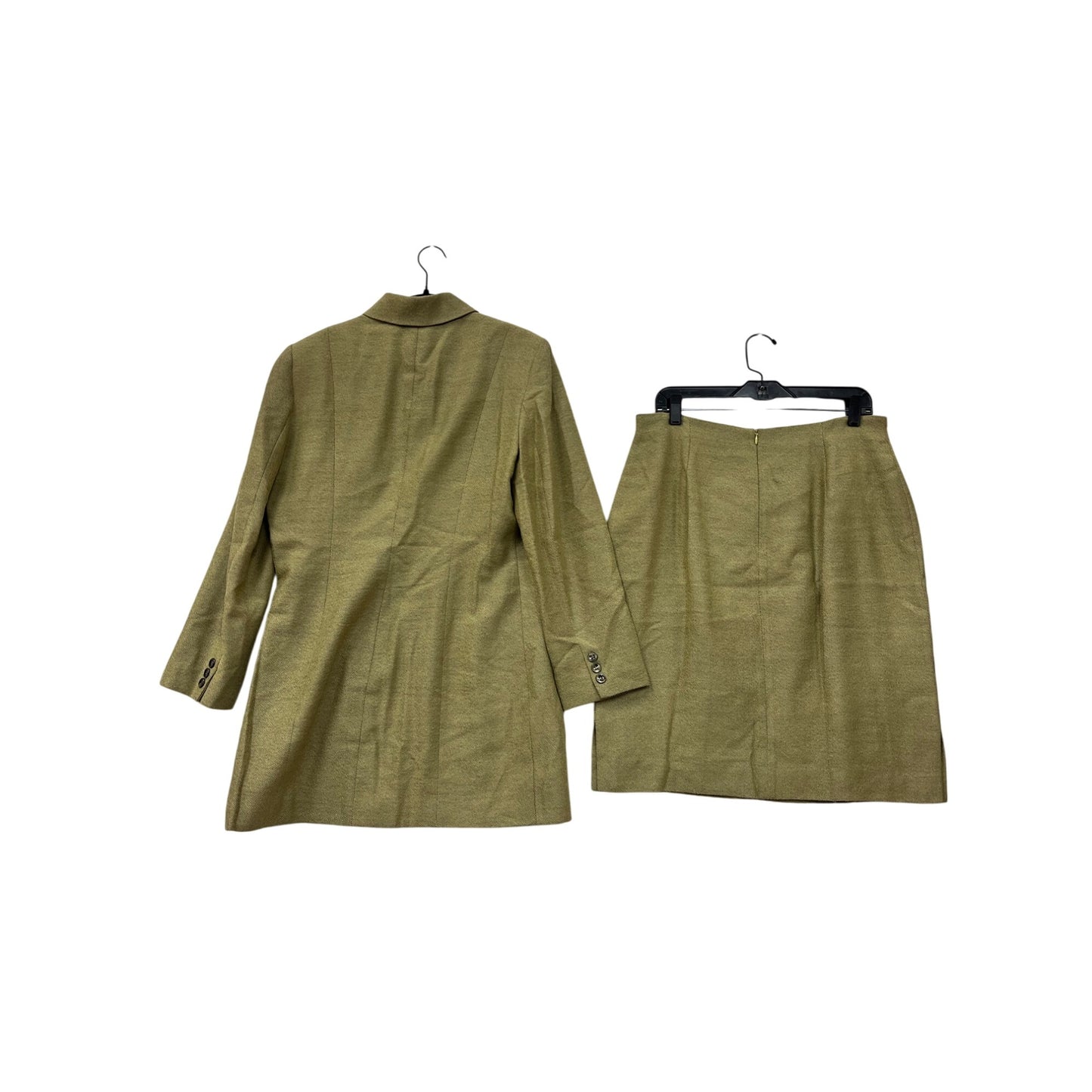 Rena Rowan Olive Green Wool/Nylon Skirt & Coat Set Size 14 #8653