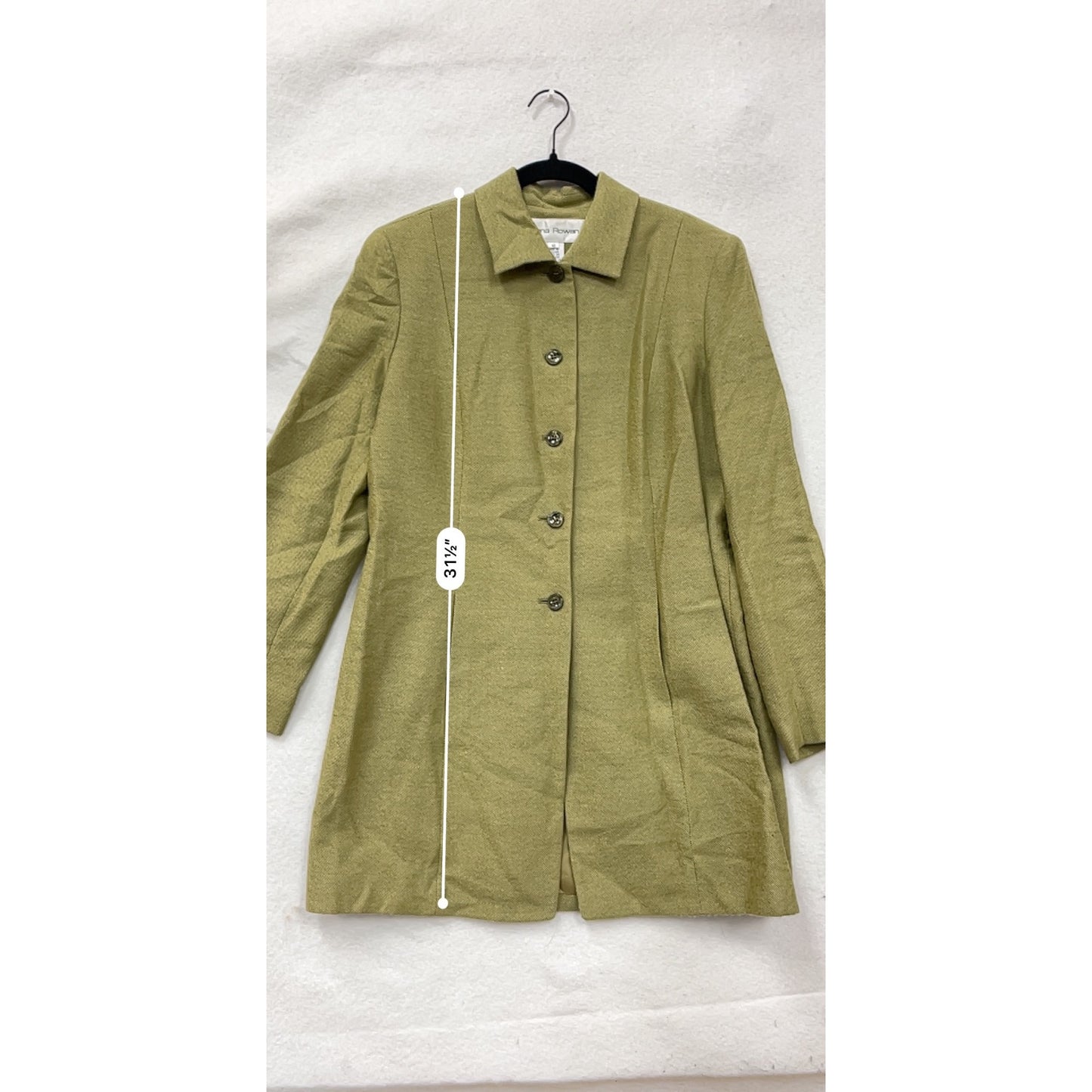 Rena Rowan Olive Green Wool/Nylon Skirt & Coat Set Size 14 #8653