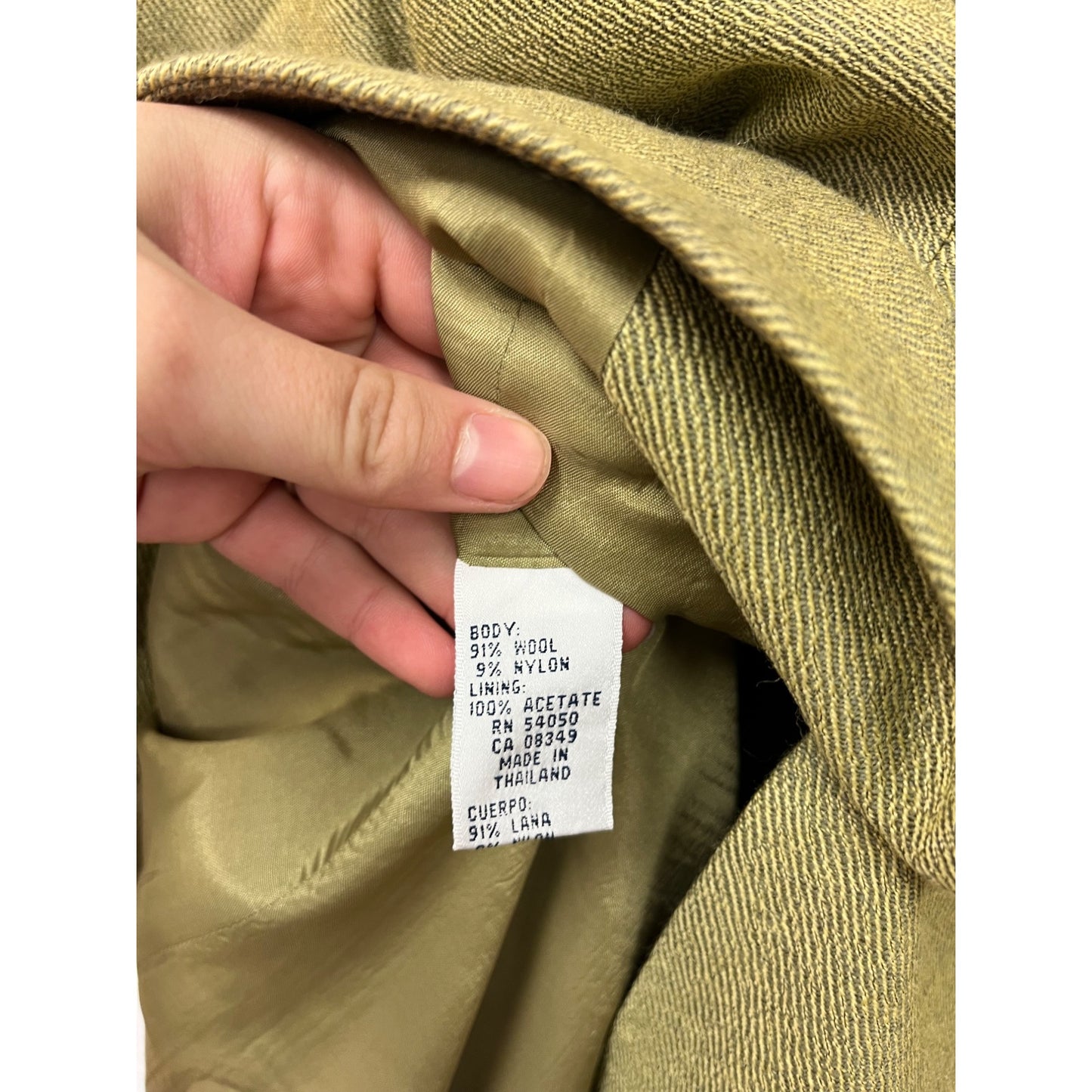 Rena Rowan Olive Green Wool/Nylon Skirt & Coat Set Size 14 #8653