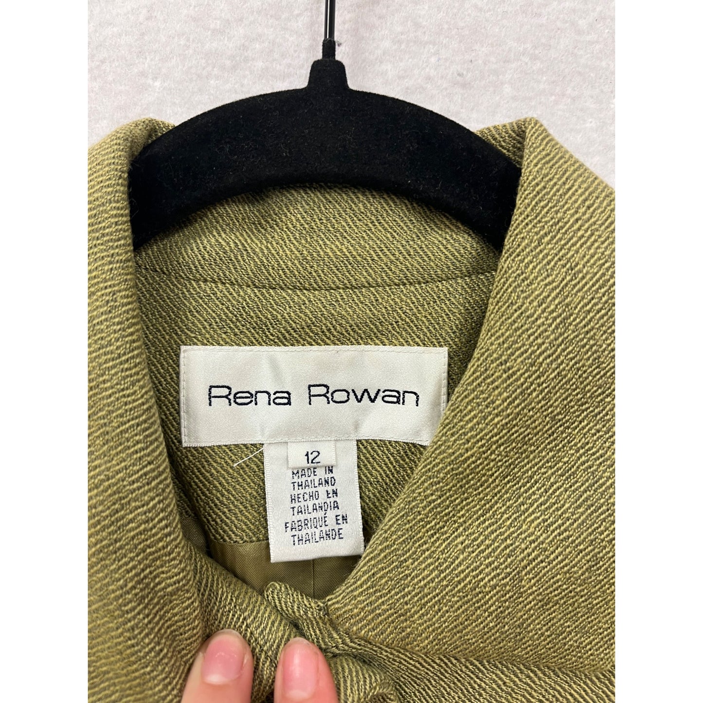 Rena Rowan Olive Green Wool/Nylon Skirt & Coat Set Size 14 #8653