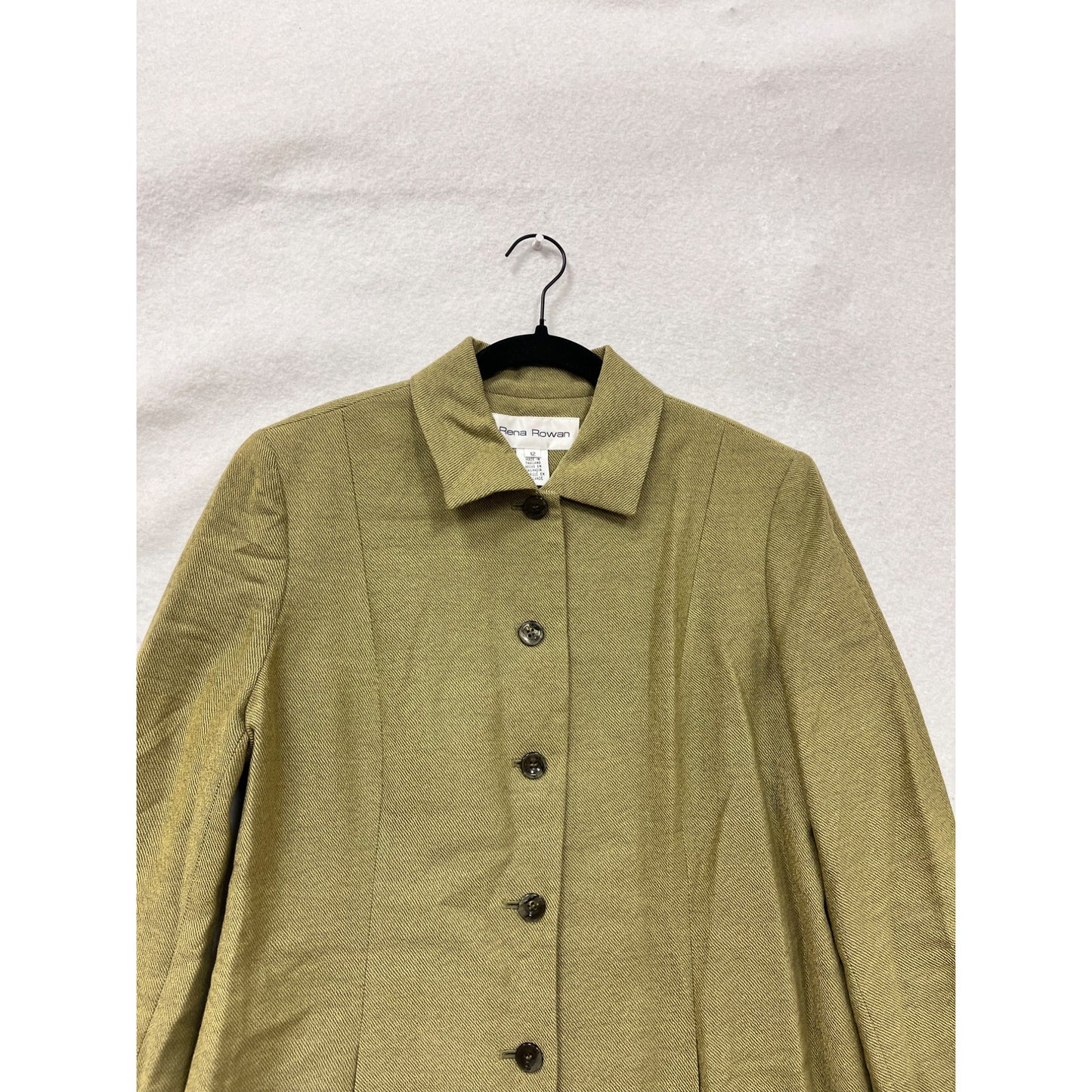 Rena Rowan Olive Green Wool/Nylon Skirt & Coat Set Size 14 #8653