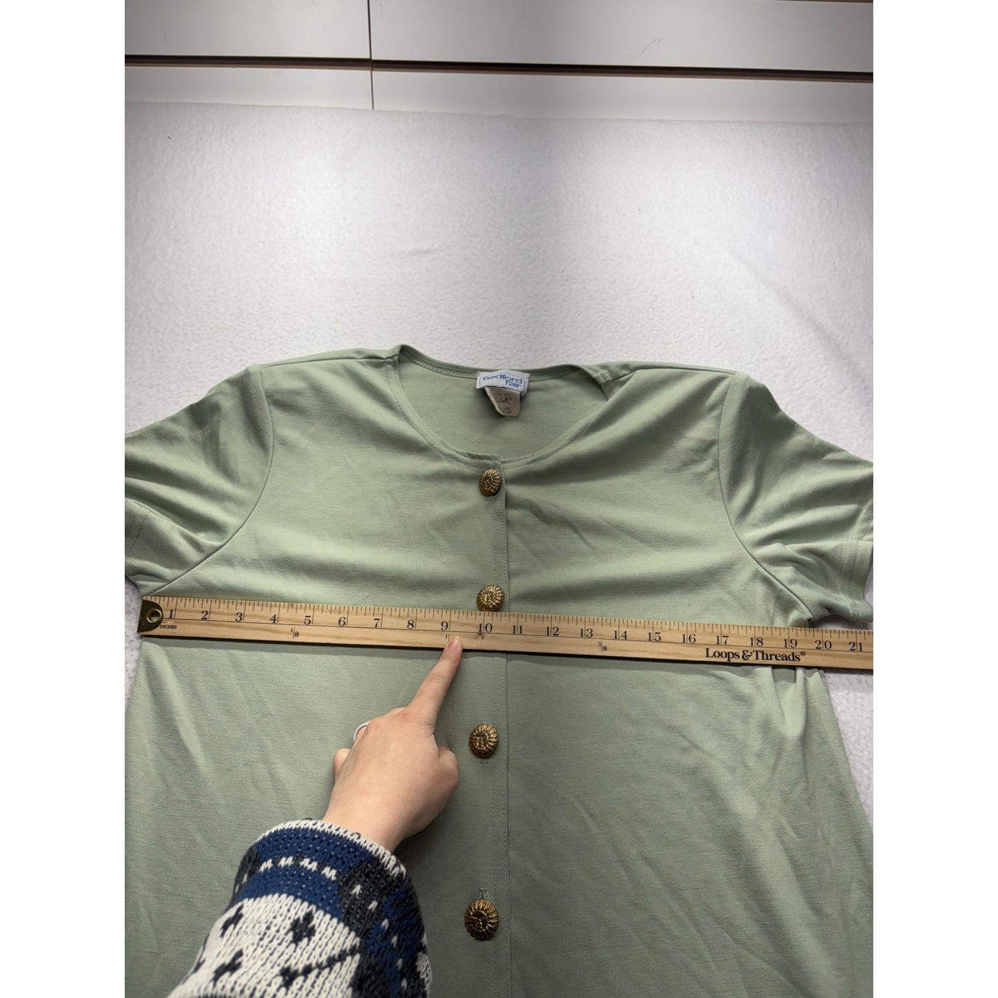 Vintage Bedford Fair Green A-Line Button-Front Dress #7416