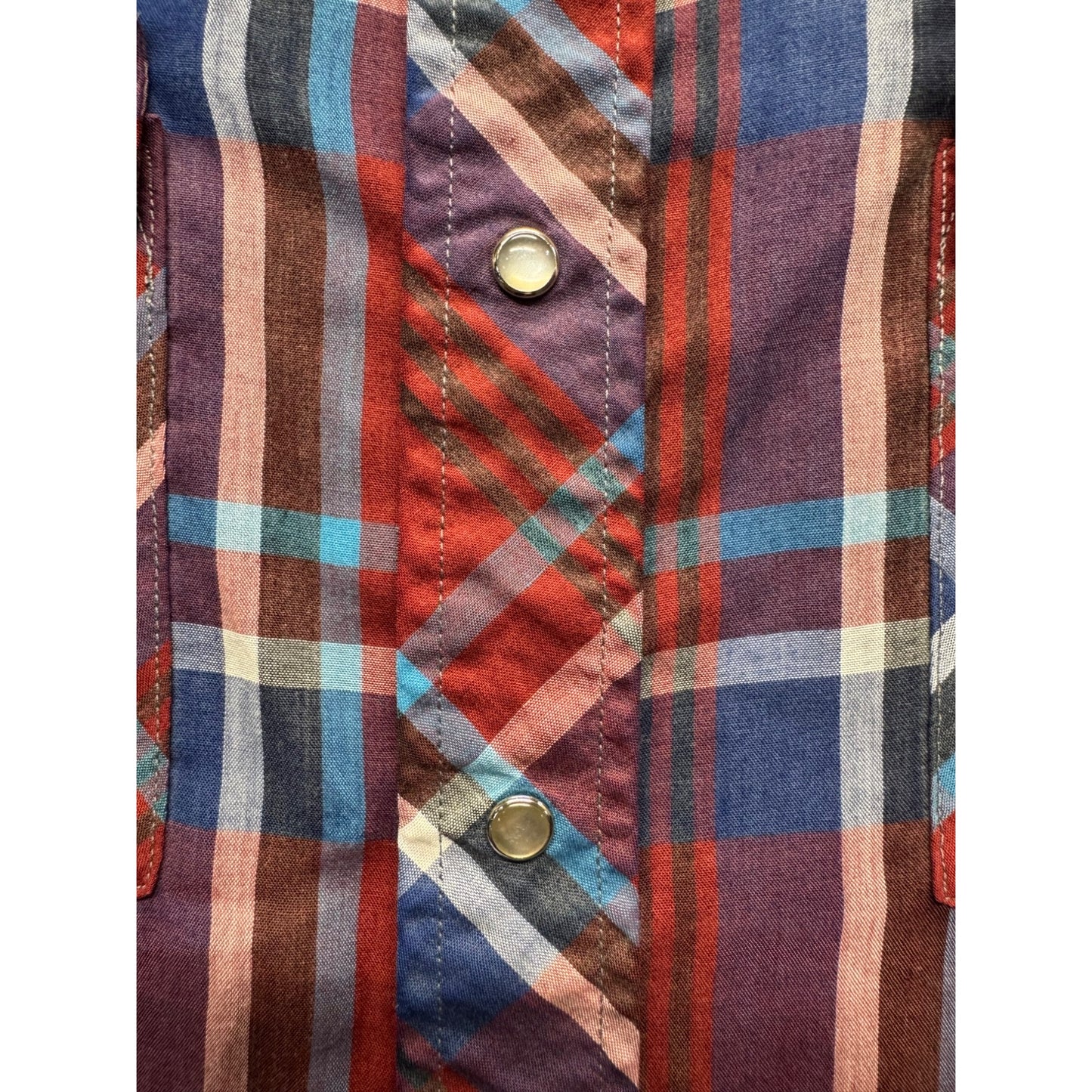 Haas Western Plaid Pearl Snap Long Sleeve Shirt Wrangler #9590