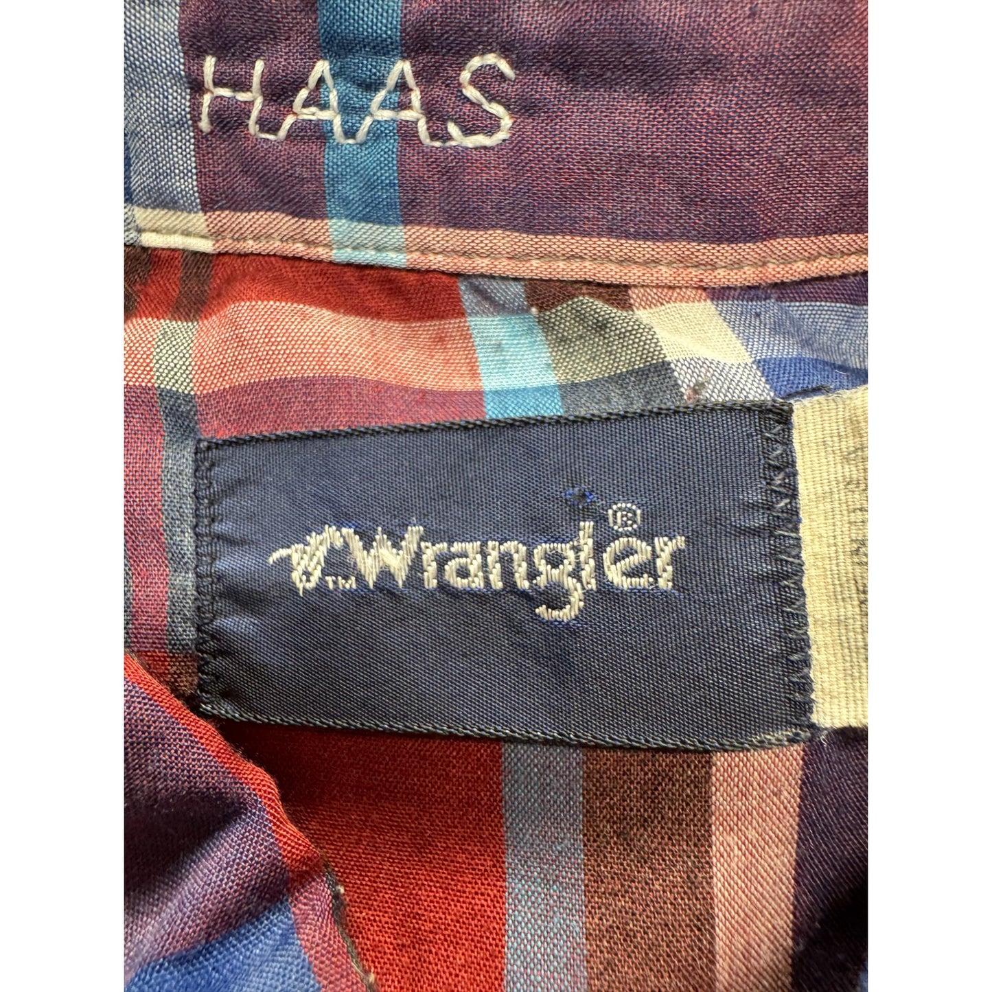 Haas Western Plaid Pearl Snap Long Sleeve Shirt Wrangler #9590