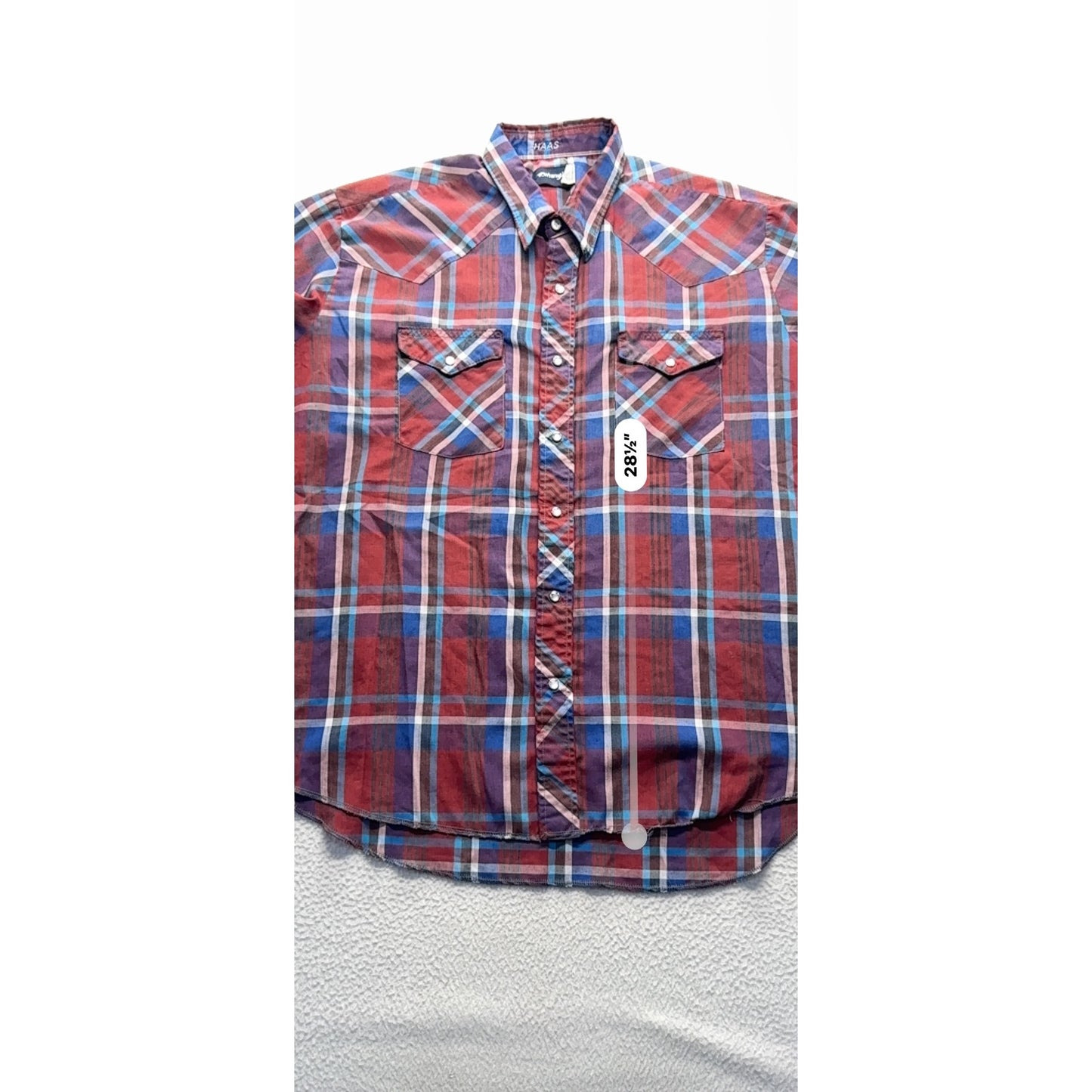 Haas Western Plaid Pearl Snap Long Sleeve Shirt Wrangler #9590