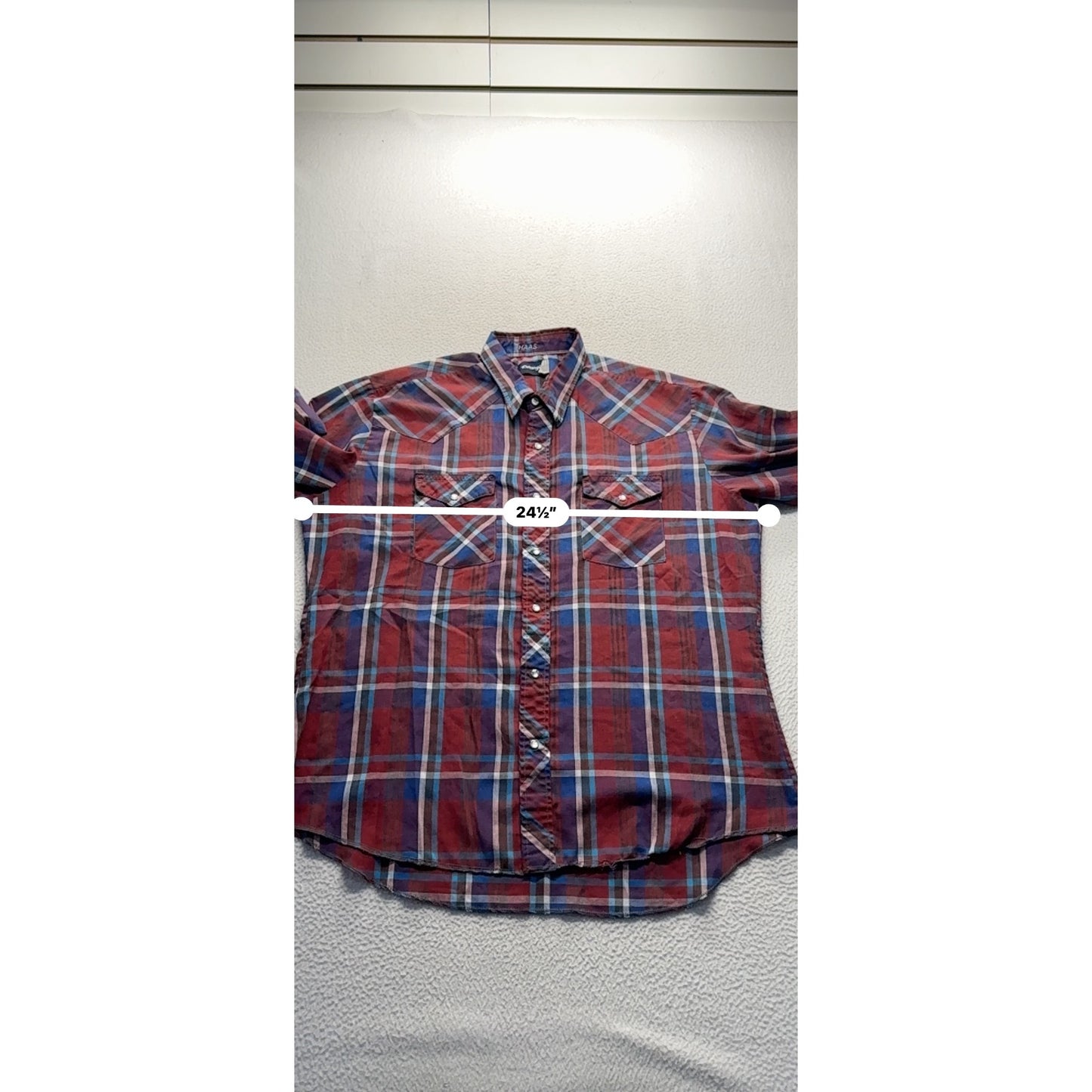 Haas Western Plaid Pearl Snap Long Sleeve Shirt Wrangler #9590