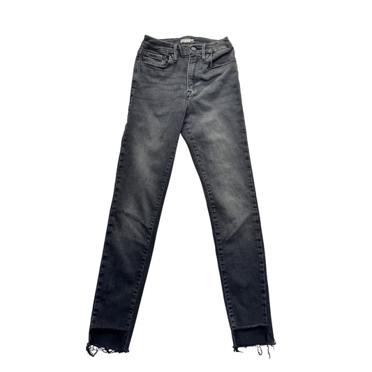 Good American Frayed Hem Skinny Black Denim Jeans Size 00-4 Womens #9523