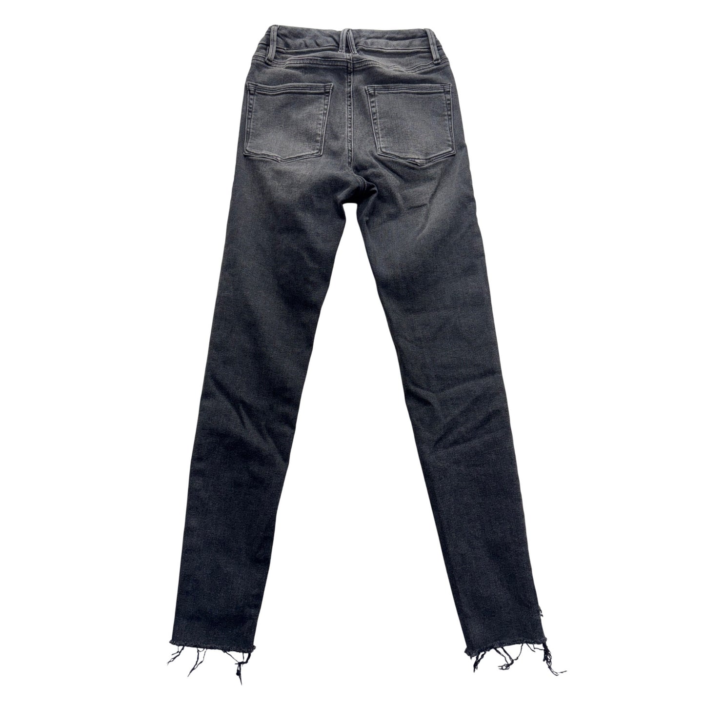 Good American Frayed Hem Skinny Black Denim Jeans Size 00-4 Womens #9523