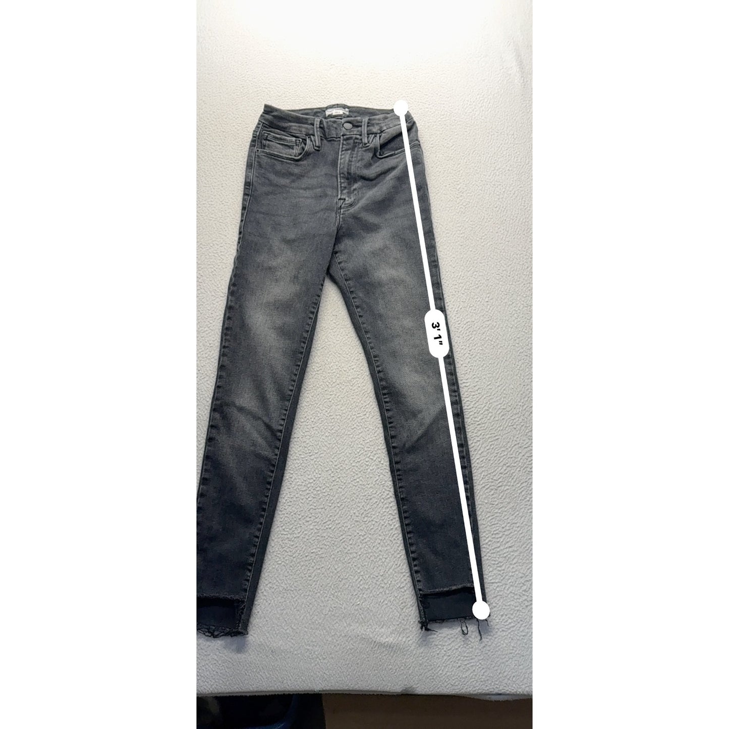 Good American Frayed Hem Skinny Black Denim Jeans Size 00-4 Womens #9523