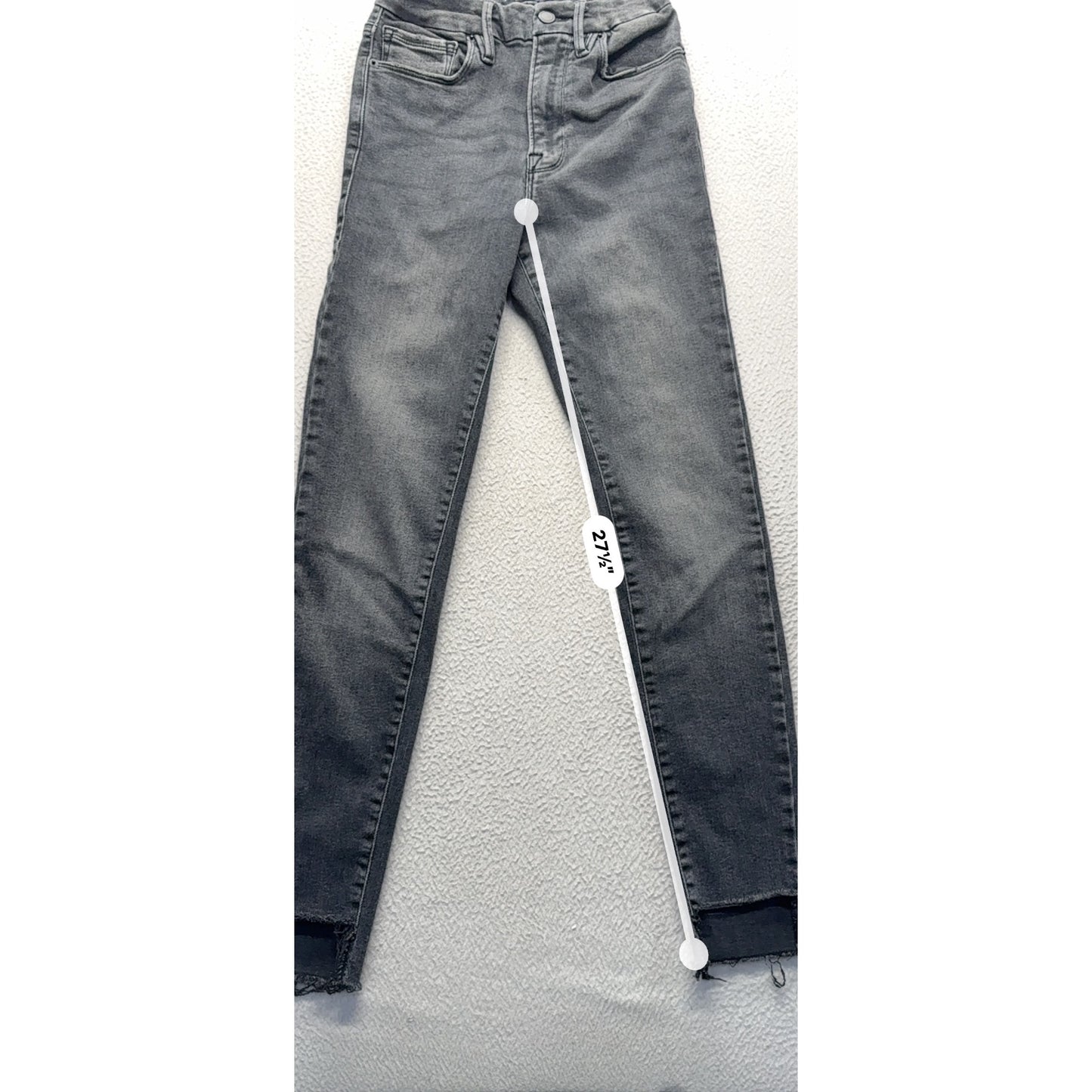 Good American Frayed Hem Skinny Black Denim Jeans Size 00-4 Womens #9523