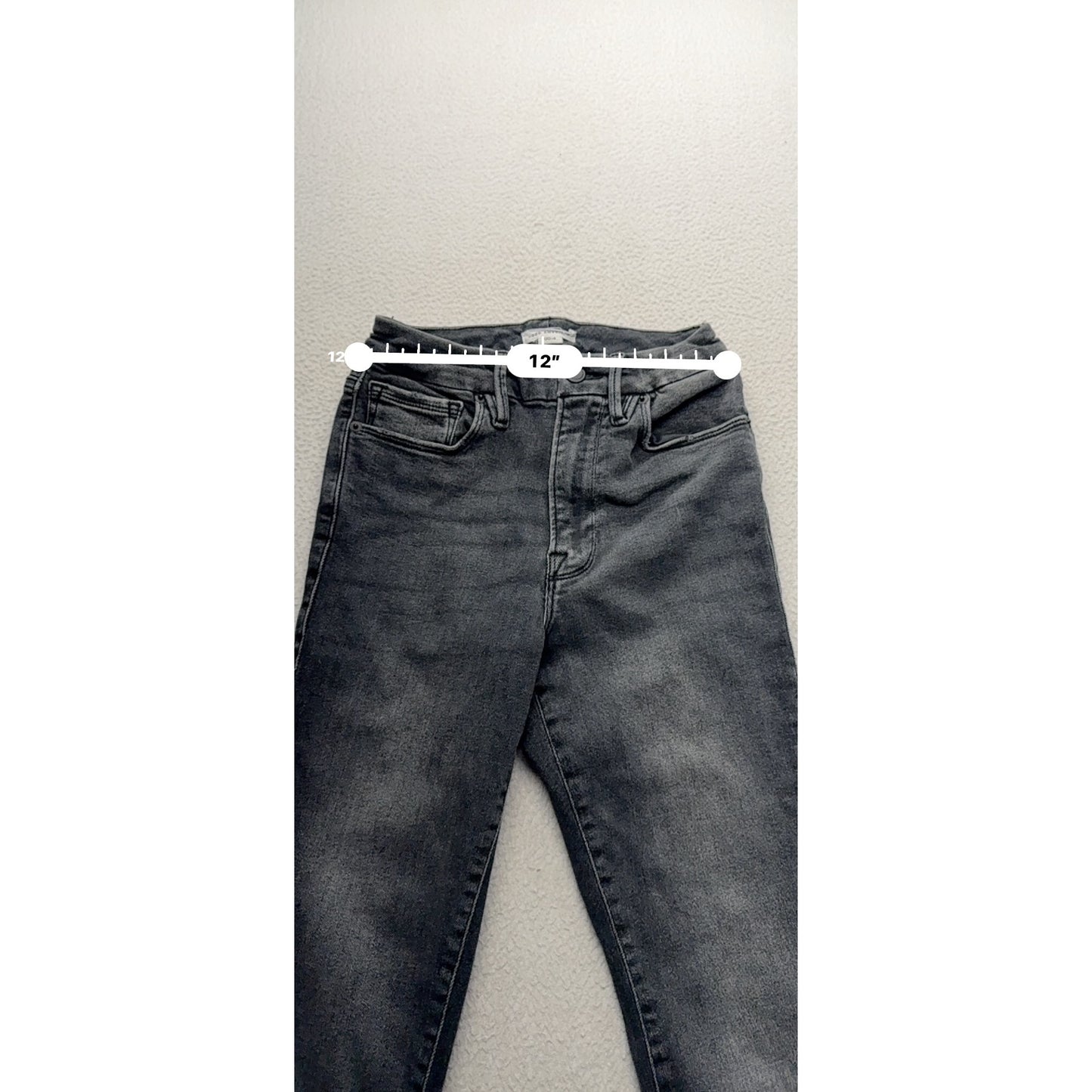 Good American Frayed Hem Skinny Black Denim Jeans Size 00-4 Womens #9523