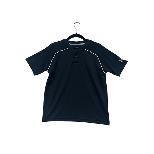 Under Armour Large Black Short Sleeve Henley Shirt #8514