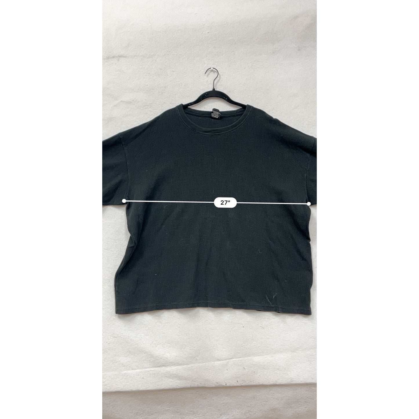 Sada Black Long Sleeve Crewneck Waffle Knit Shirt 4X #45A