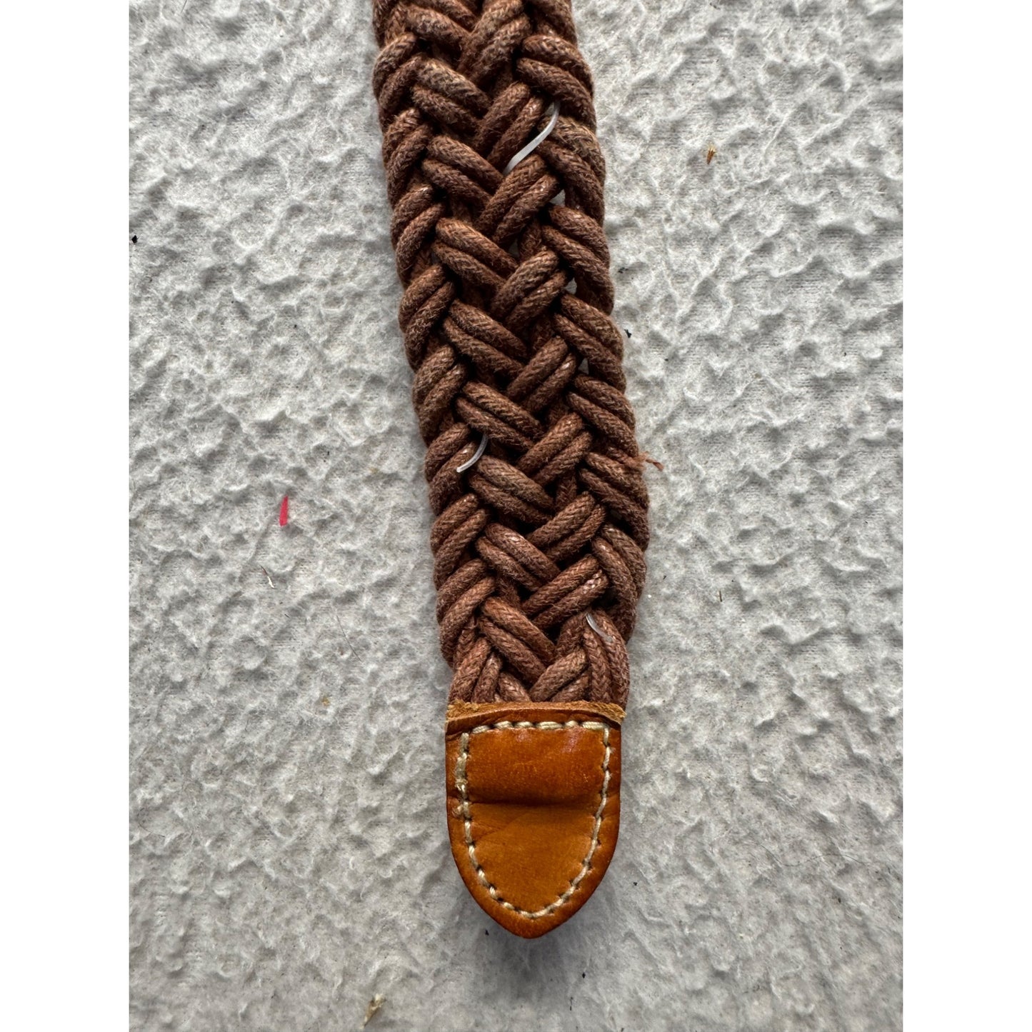 Brown Braided Leather & Fabric Belt With Gold Buckle Adjustable #9895