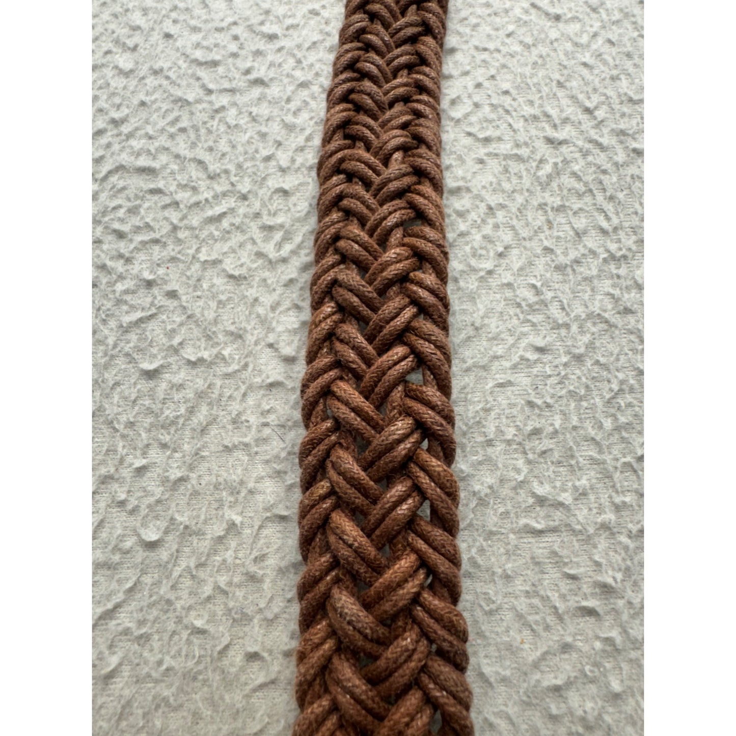 Brown Braided Leather & Fabric Belt With Gold Buckle Adjustable #9895