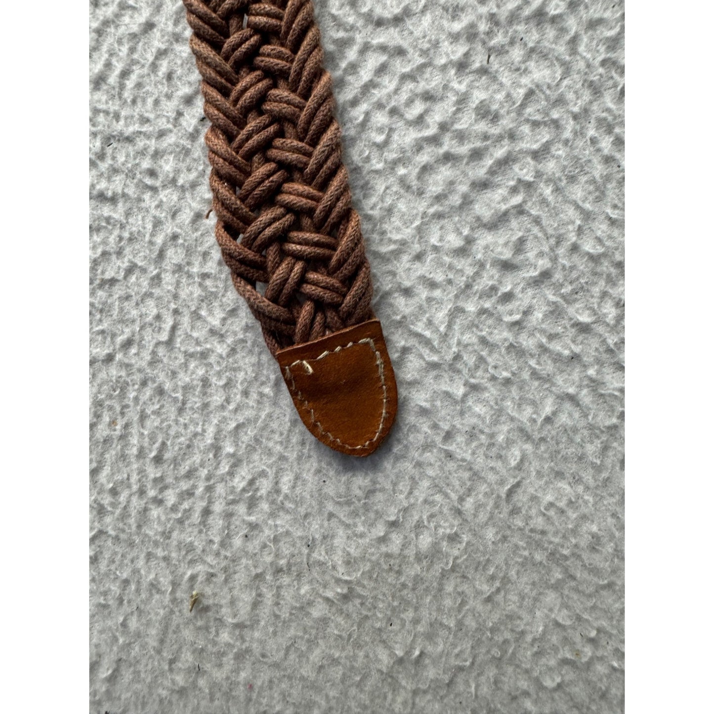 Brown Braided Leather & Fabric Belt With Gold Buckle Adjustable #9895