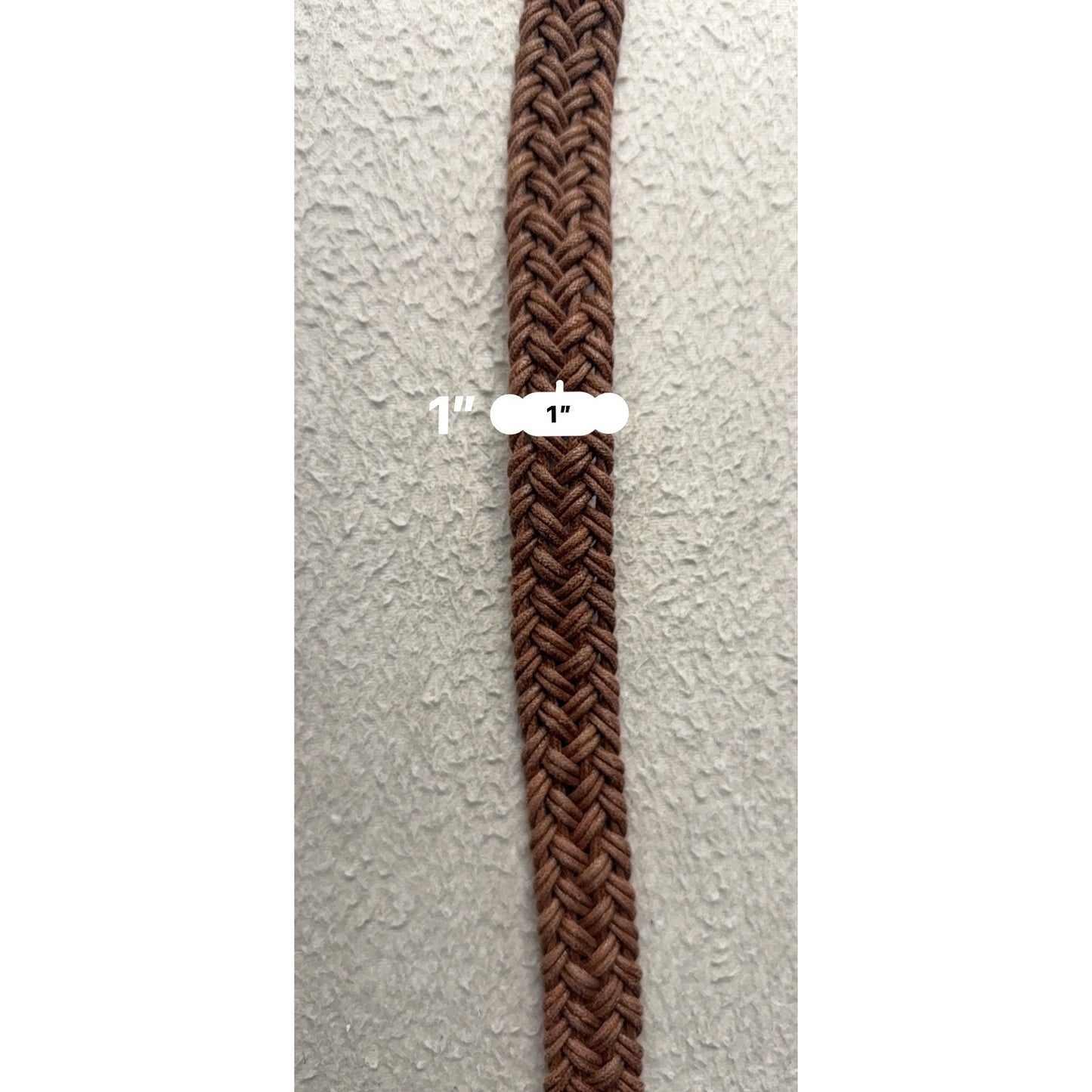 Brown Braided Leather & Fabric Belt With Gold Buckle Adjustable #9895