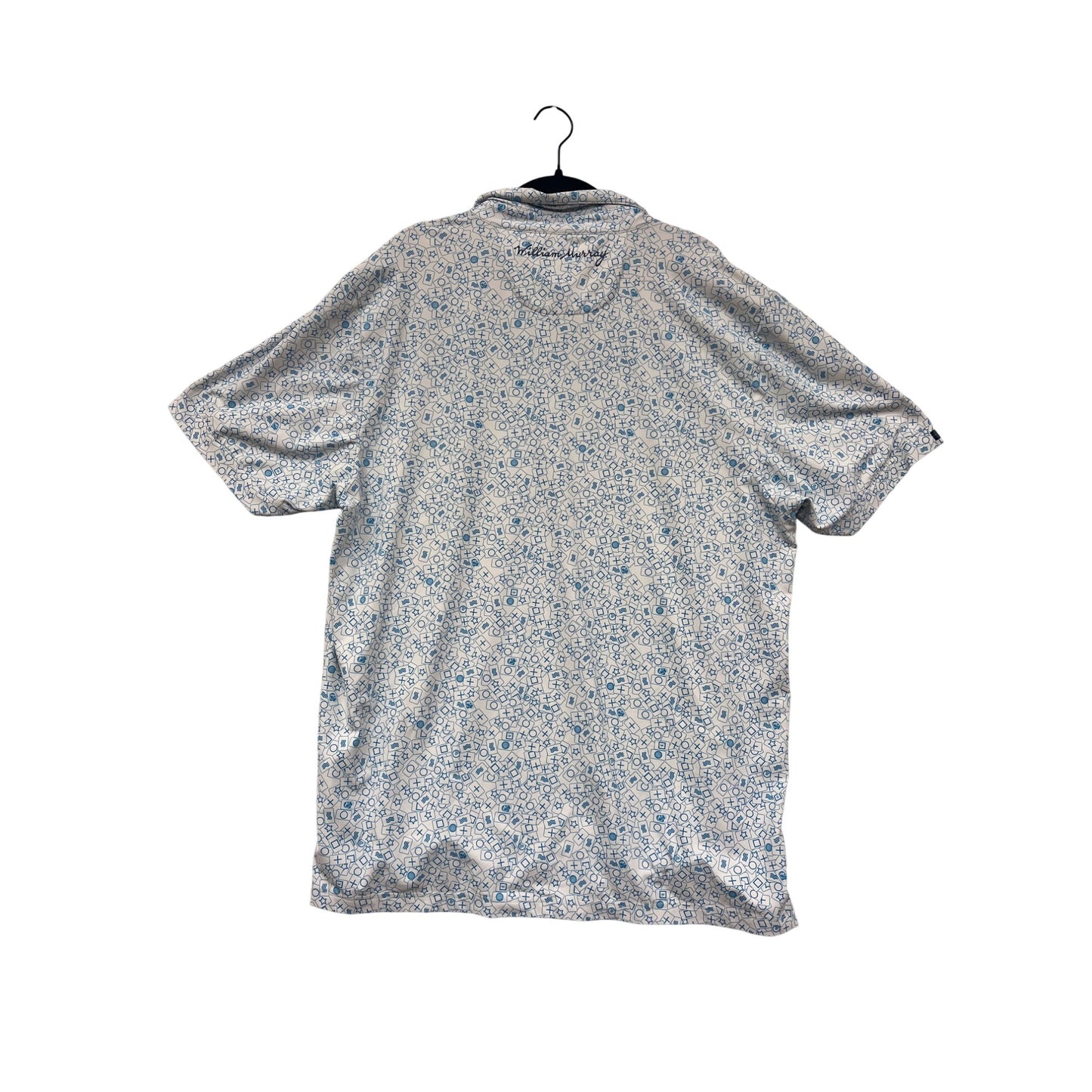 William Murray Mens XL Blue & White Geometric Print Polo Shirt #8872