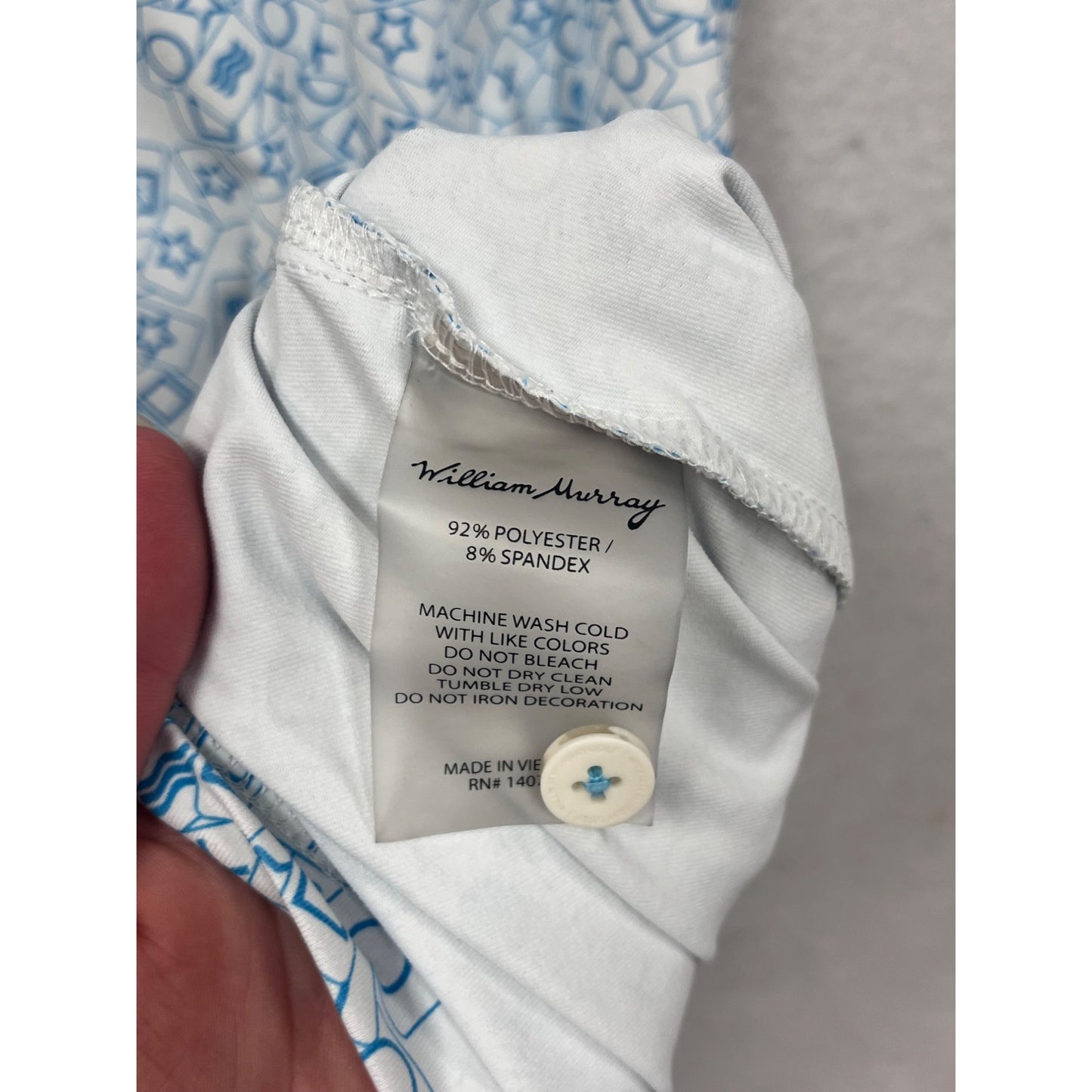 William Murray Mens XL Blue & White Geometric Print Polo Shirt #8872