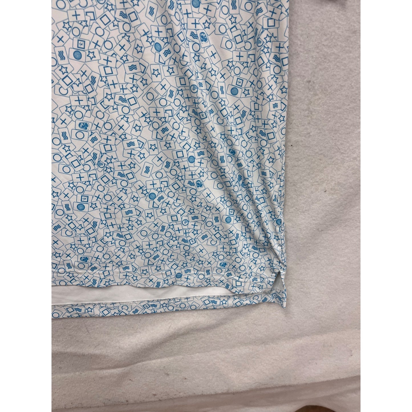 William Murray Mens XL Blue & White Geometric Print Polo Shirt #8872