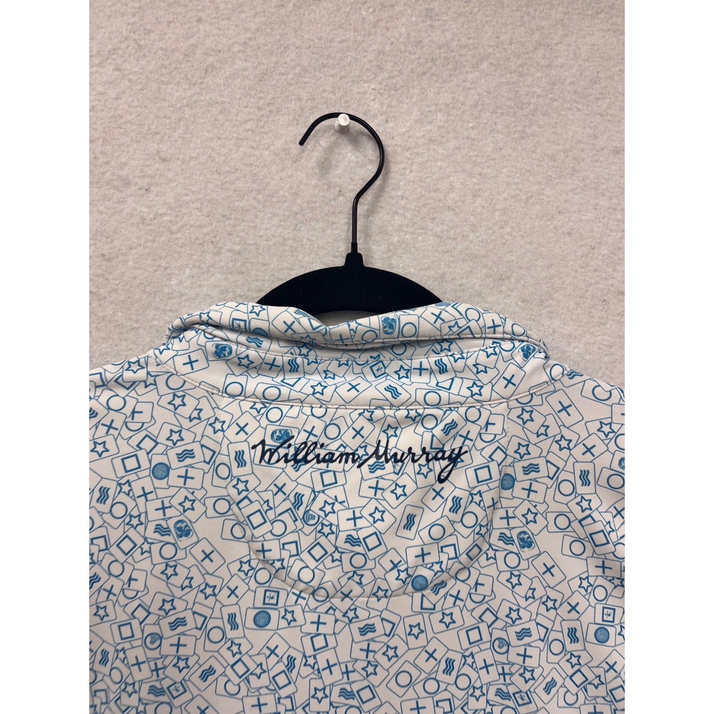 William Murray Mens XL Blue & White Geometric Print Polo Shirt #8872