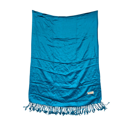 Pashmina 100% Cashmere Turquoise Scarf With Fringe Edges #8248
