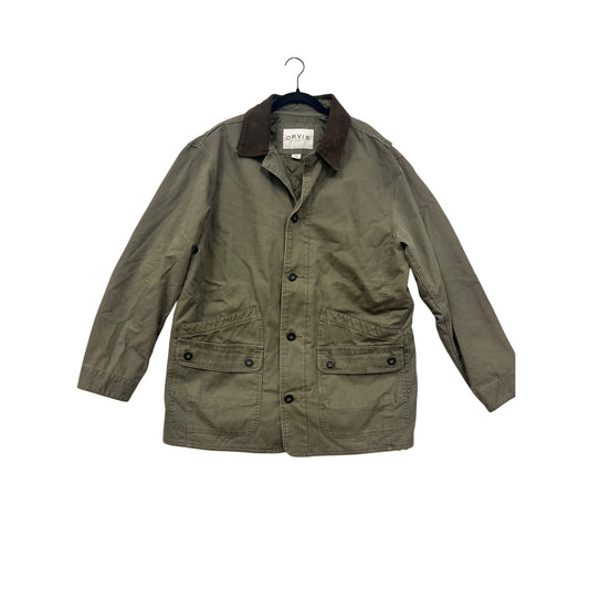 Orvis Large Olive Green Quilted Field Jacket With Corduroy Collar #90A