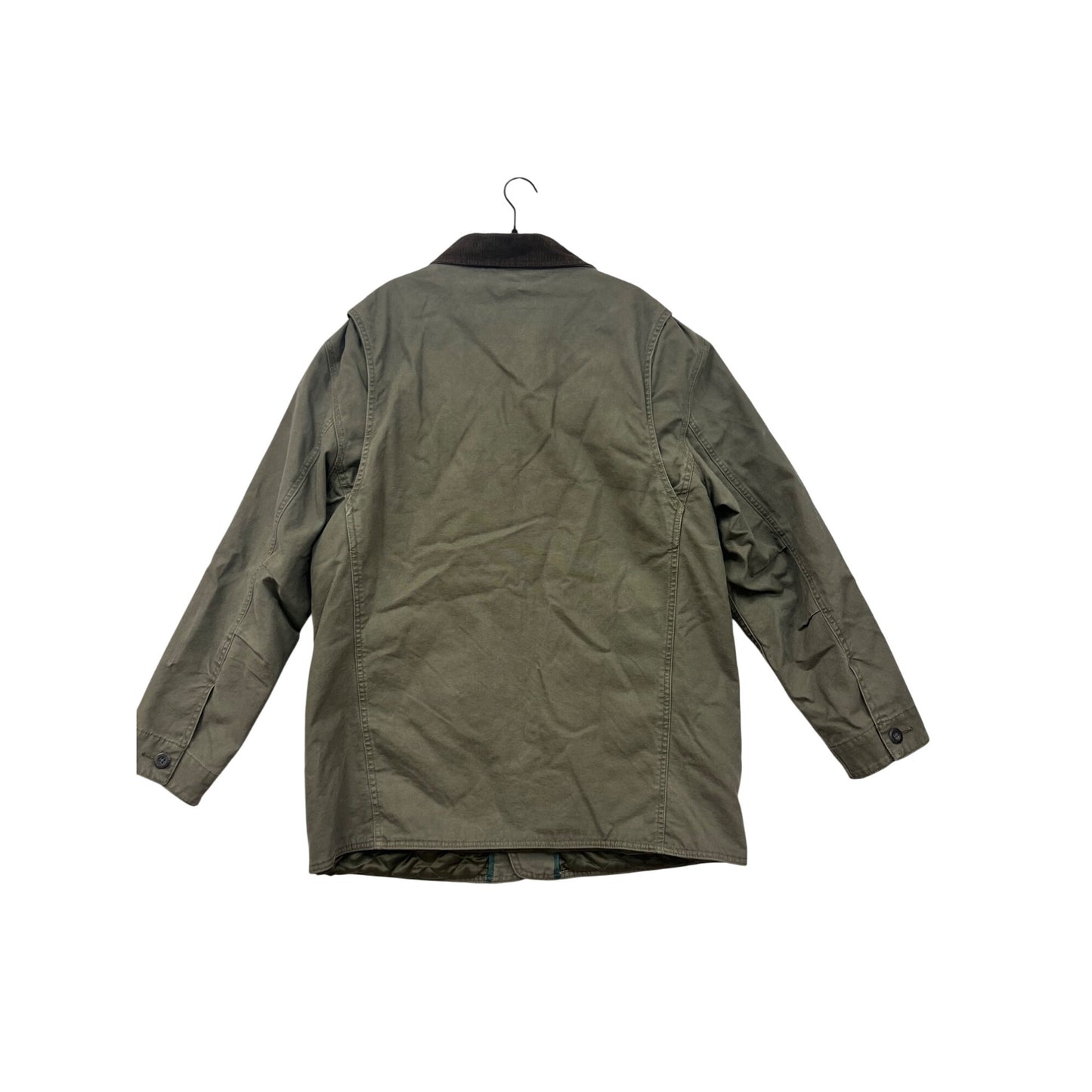 Orvis Large Olive Green Quilted Field Jacket With Corduroy Collar #90A