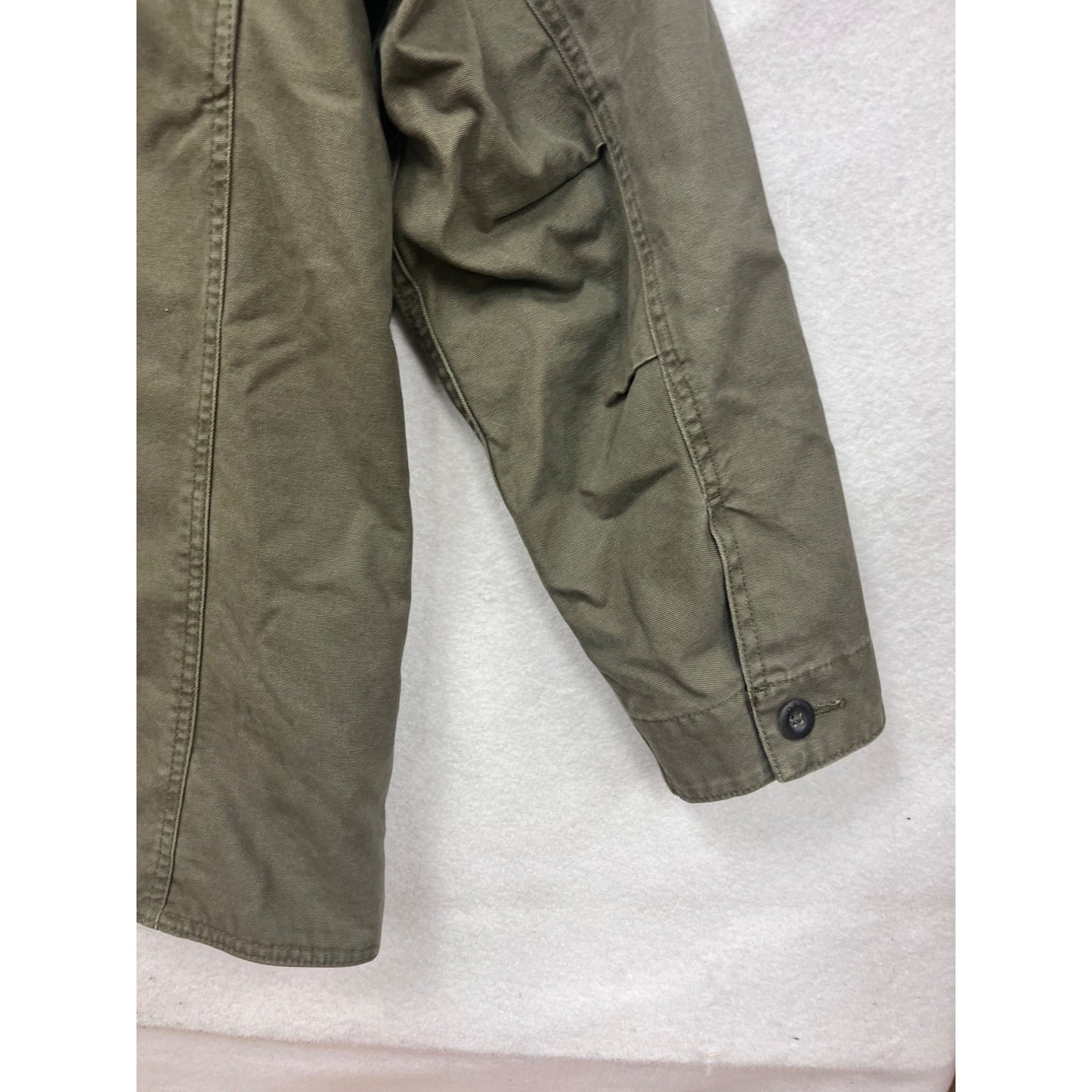 Orvis Large Olive Green Quilted Field Jacket With Corduroy Collar #90A