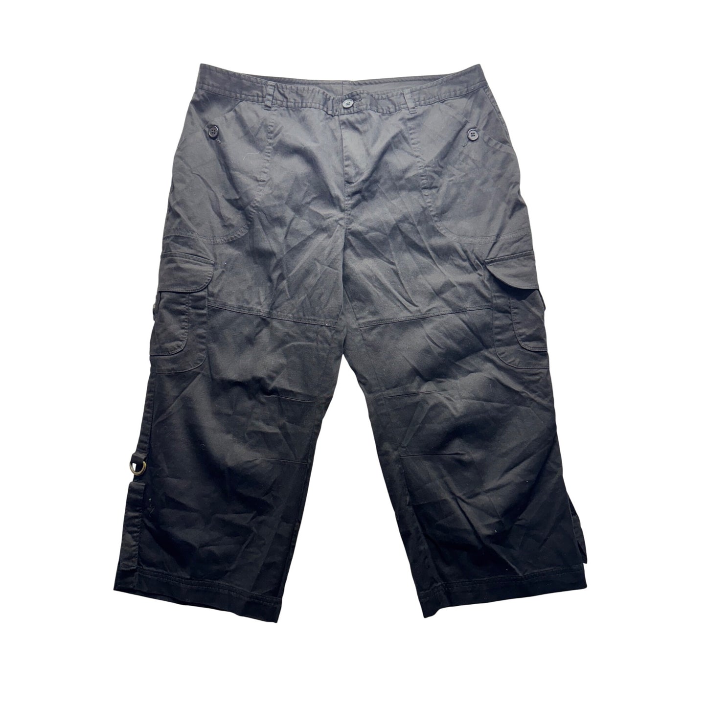 Casual Living Black Cargo Capri Pants Size 16 #330B