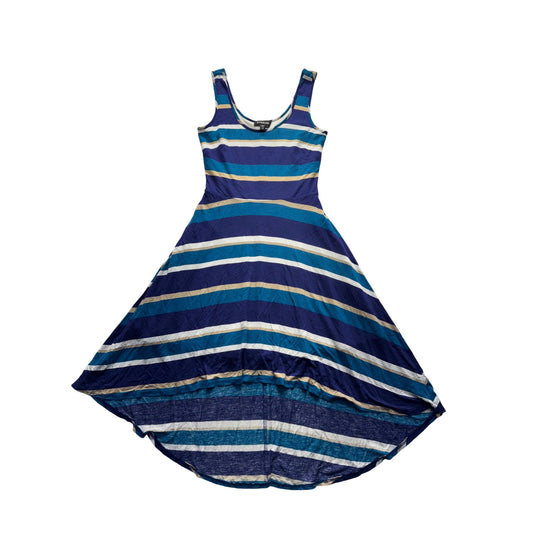 Bebe Striped High-Low Hem Dress XXS Blue & White 318B