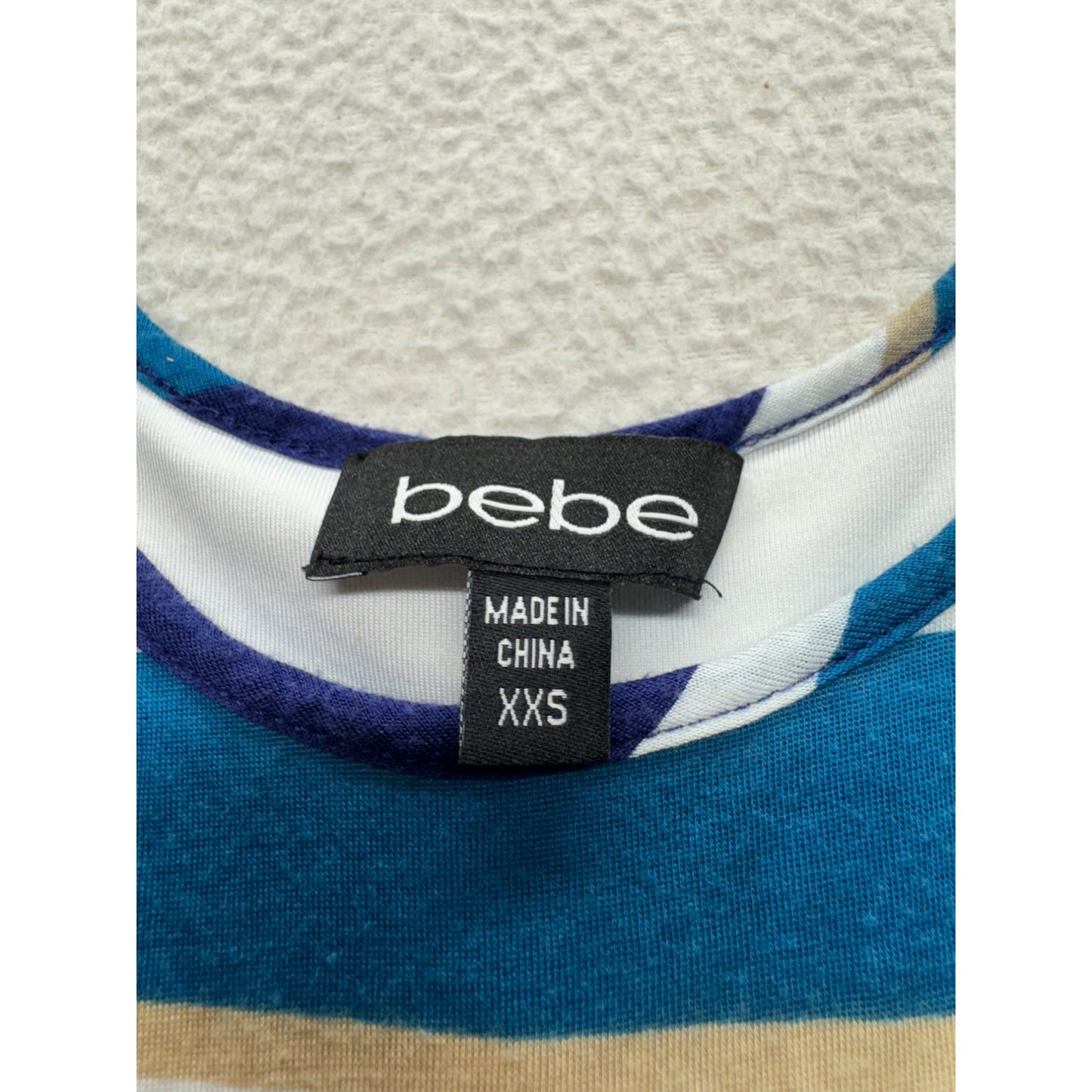 Bebe Striped High-Low Hem Dress XXS Blue & White 318B
