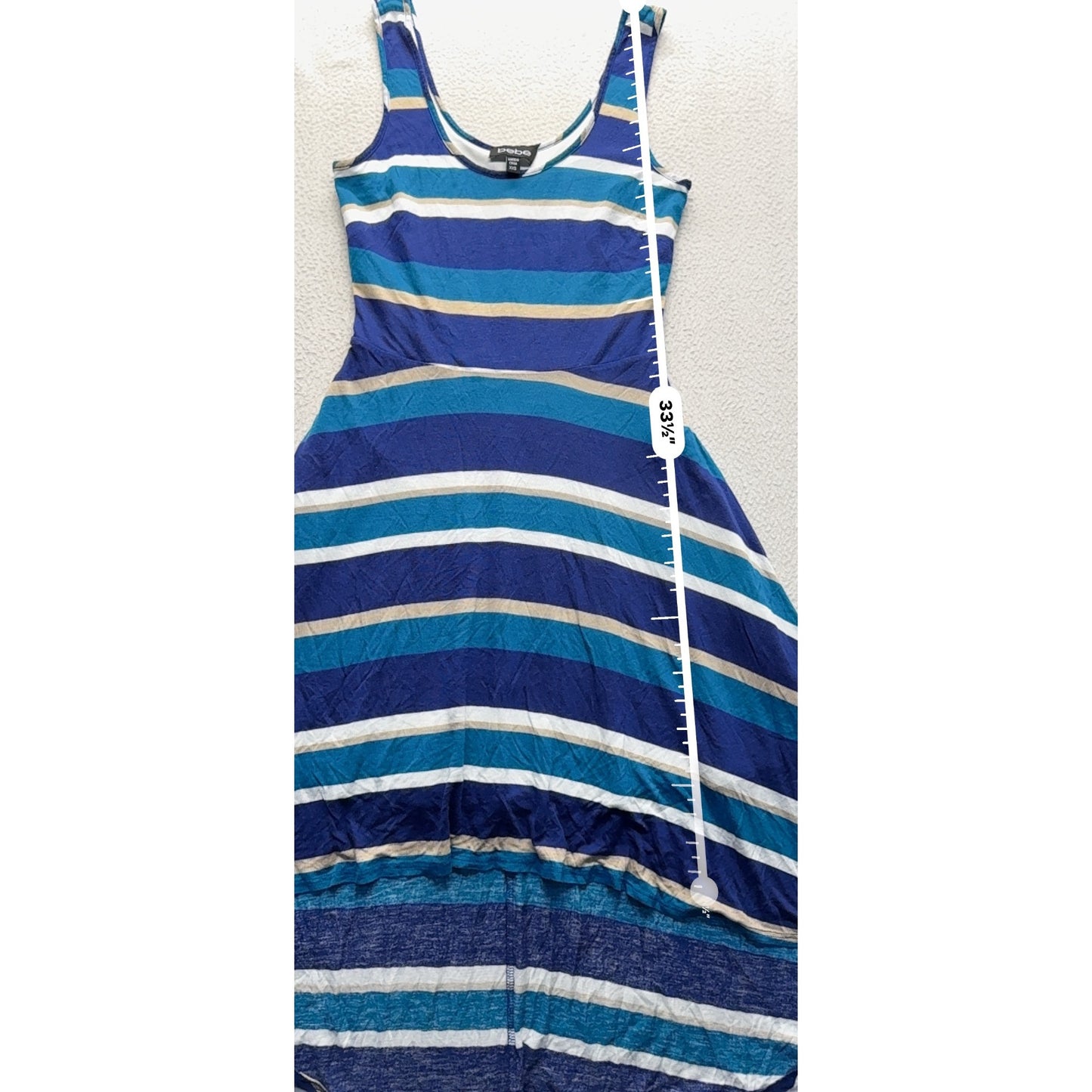 Bebe Striped High-Low Hem Dress XXS Blue & White 318B