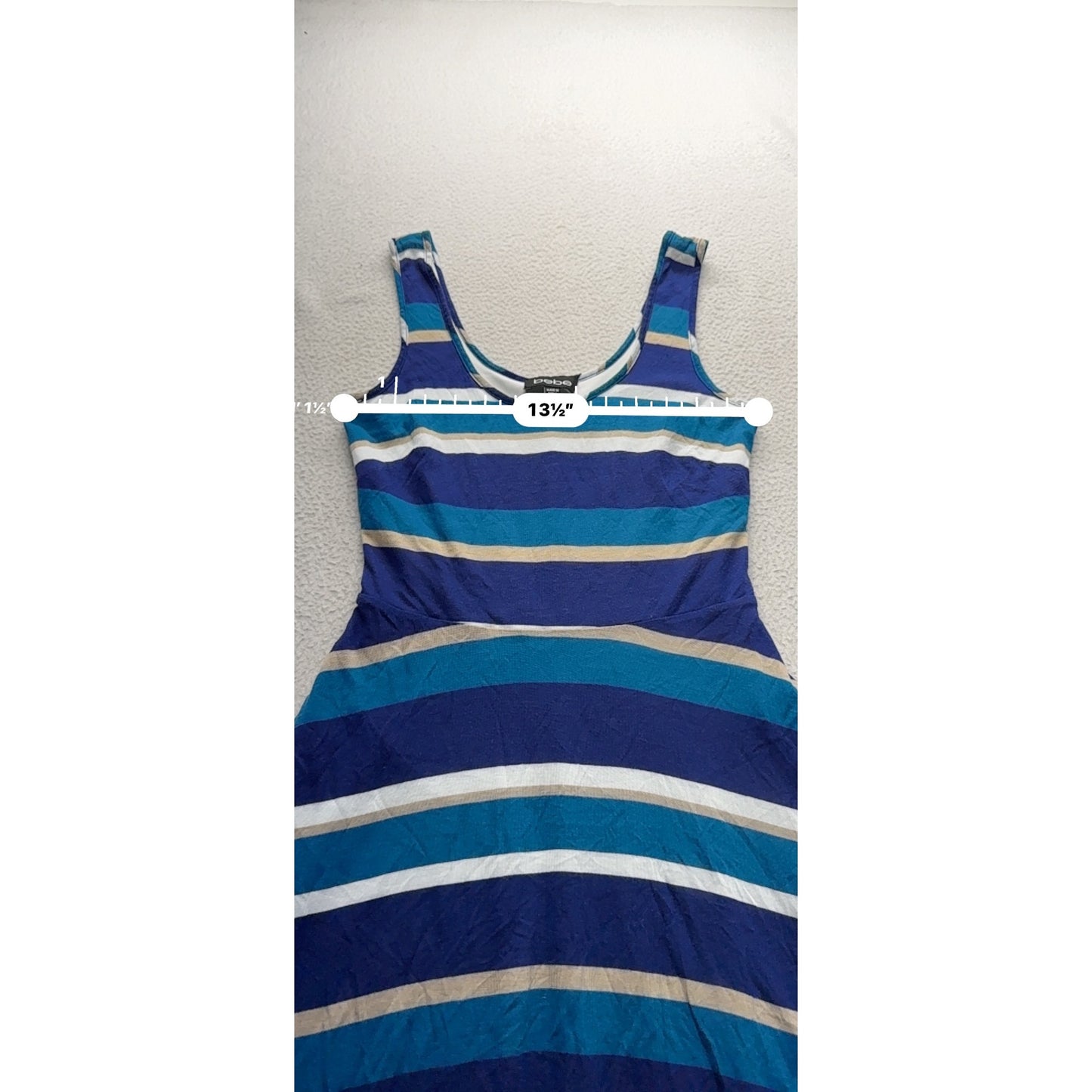 Bebe Striped High-Low Hem Dress XXS Blue & White 318B