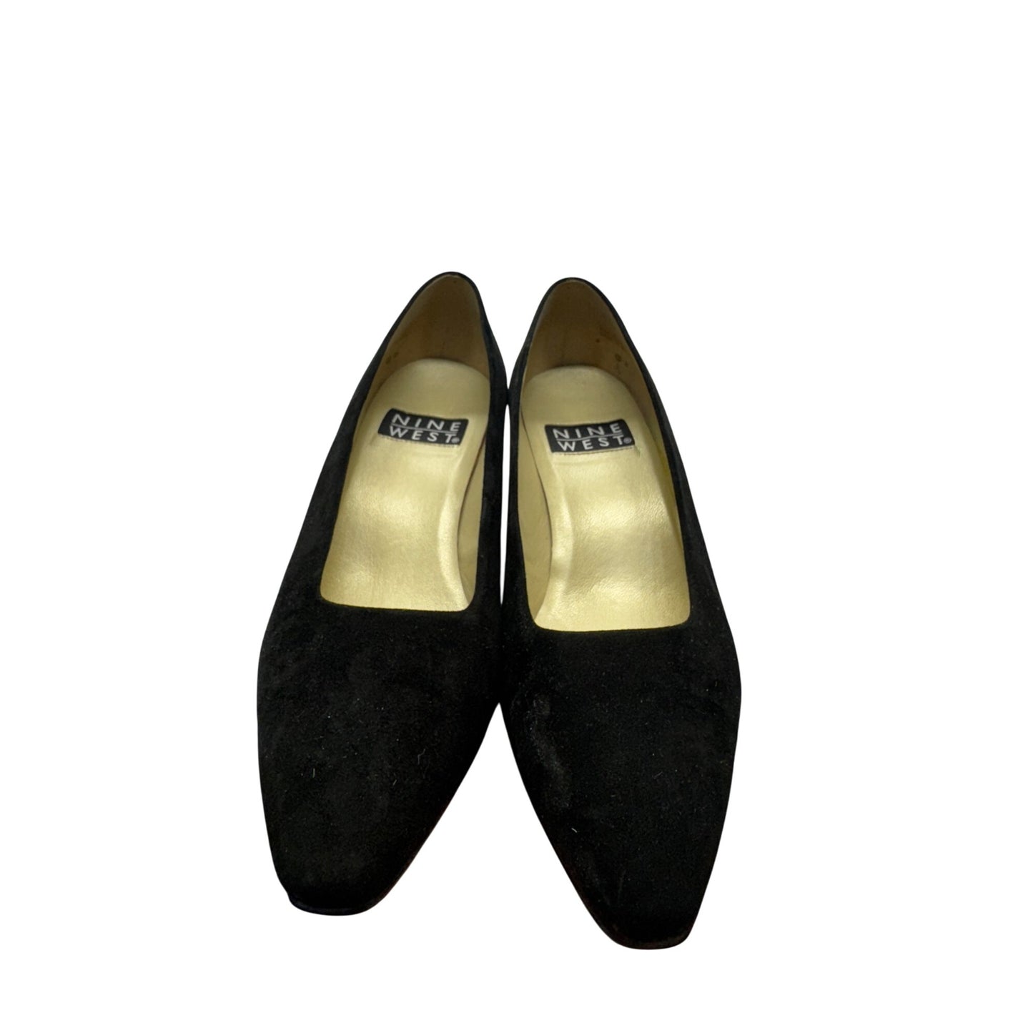 Nine West Black Suede Heels Pointed Toe Slip-On Shoes 7M #9617